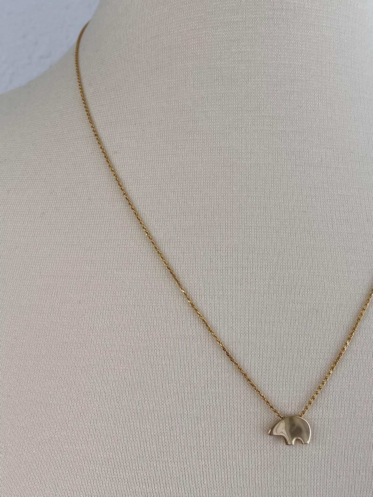 Vintage Solid 14k Yellow Gold Bear Slim Rope Chain Necklace - 21.25 inches