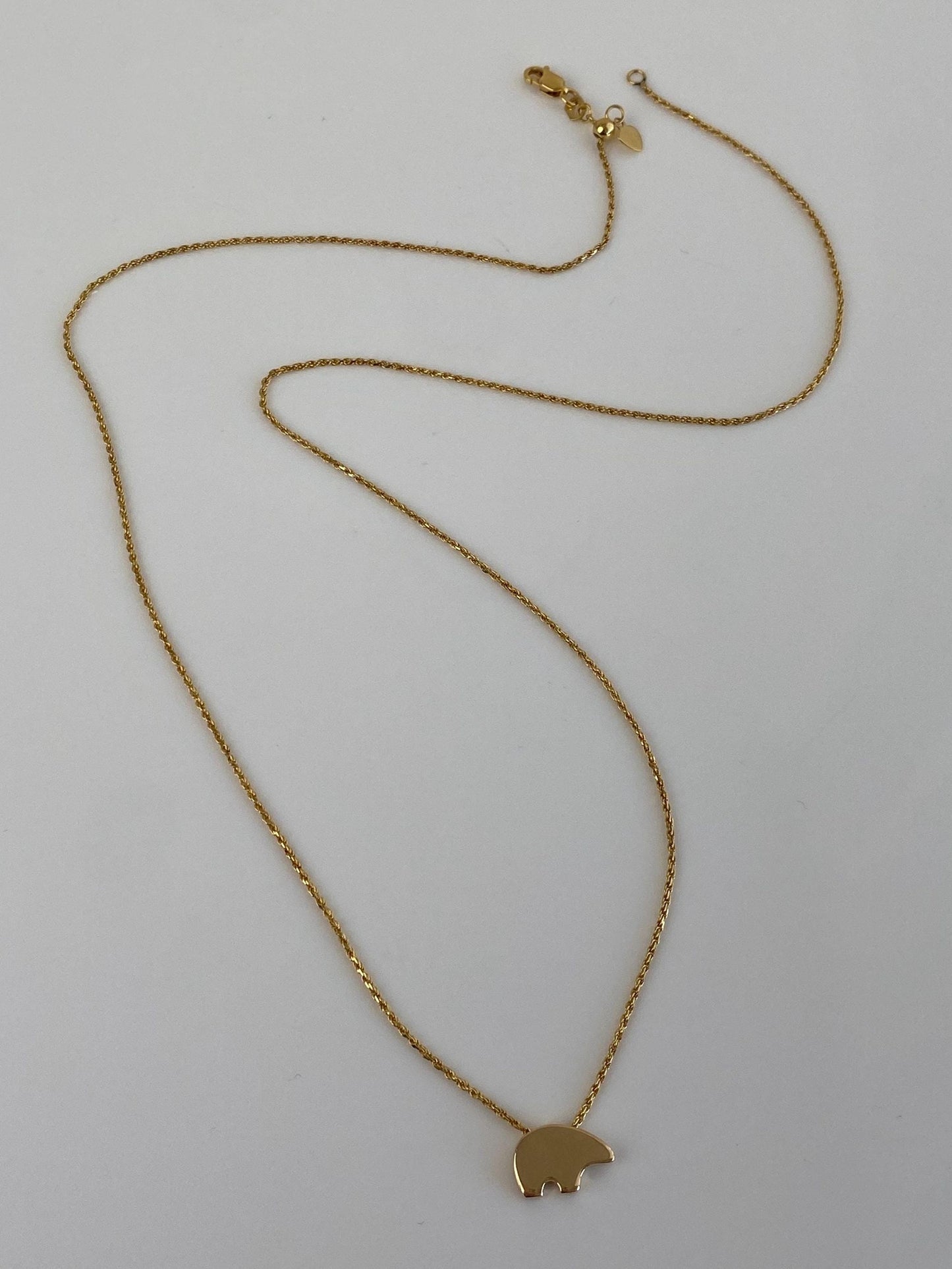 Vintage Solid 14k Yellow Gold Bear Slim Rope Chain Necklace - 21.25 inches