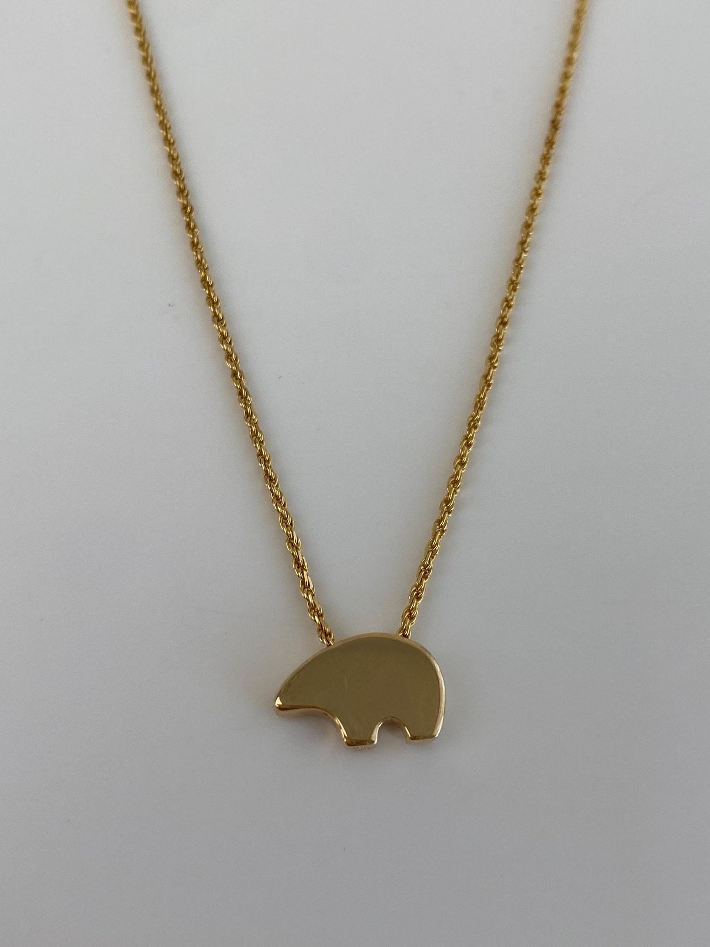 Vintage Solid 14k Yellow Gold Bear Slim Rope Chain Necklace - 21.25 inches