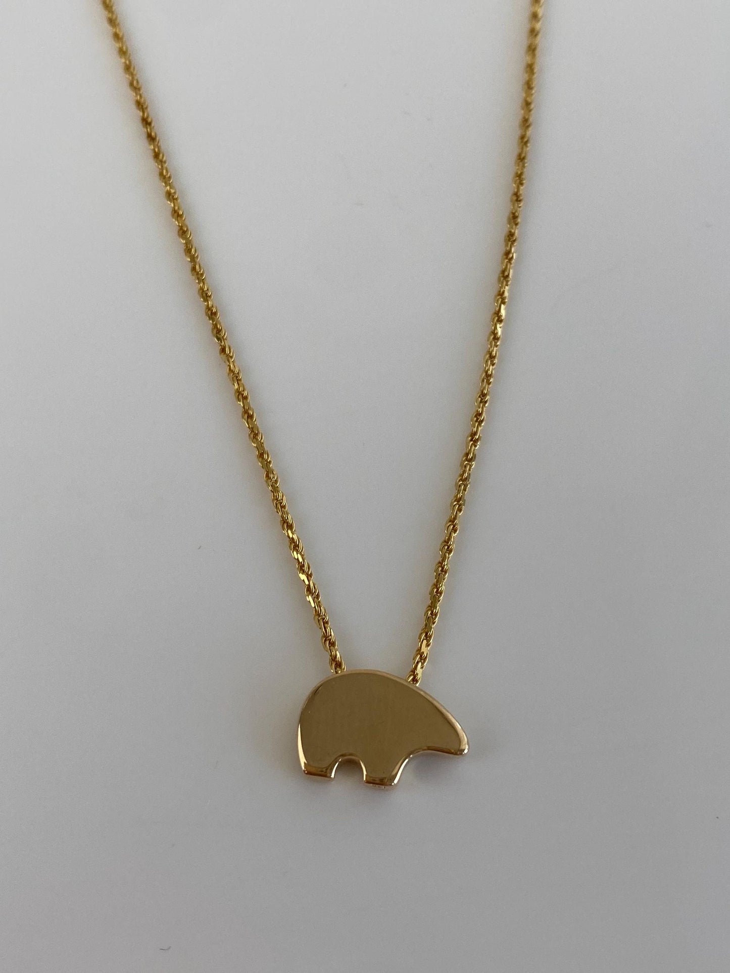 Vintage Solid 14k Yellow Gold Bear Slim Rope Chain Necklace - 21.25 inches