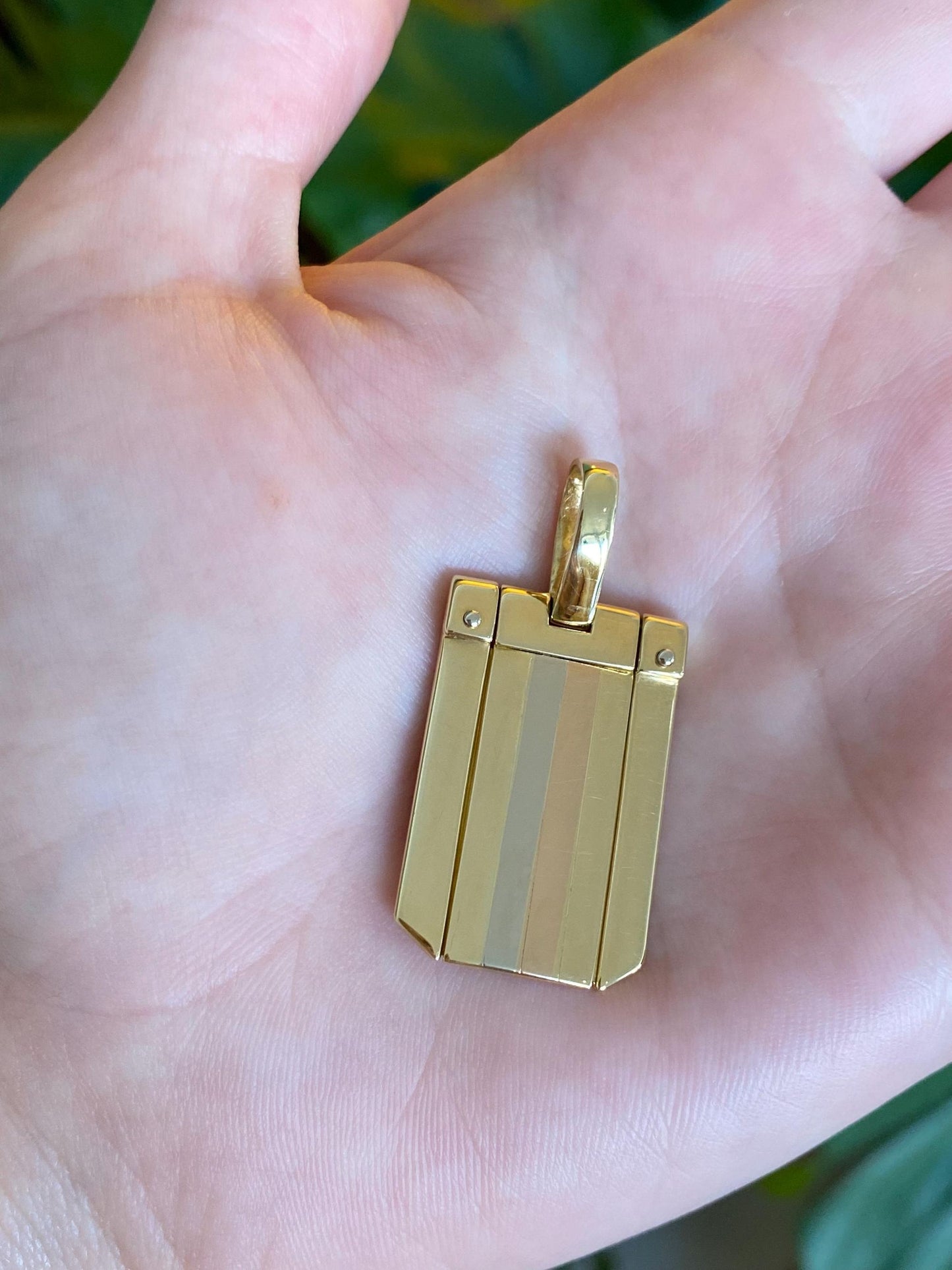 Vintage Solid 18k Tri-Tone Gold Tag Charm