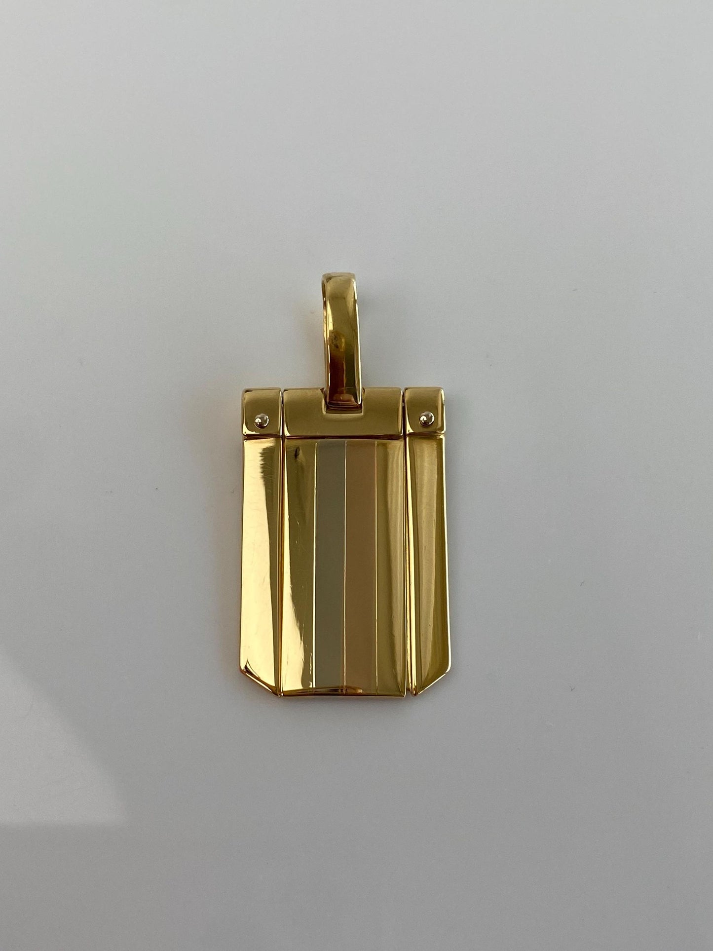 Vintage Solid 18k Tri-Tone Gold Tag Charm