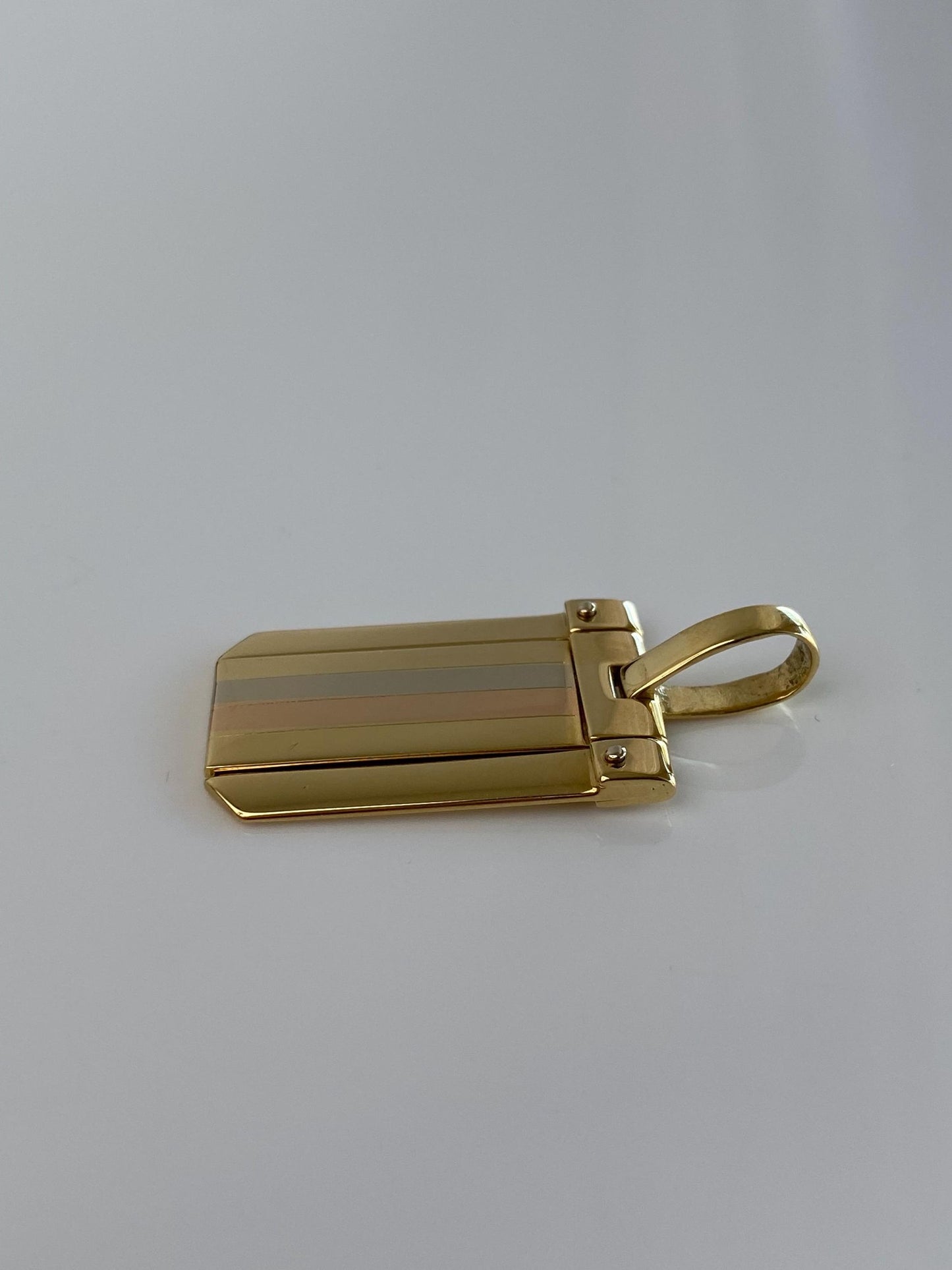 Vintage Solid 18k Tri-Tone Gold Tag Charm
