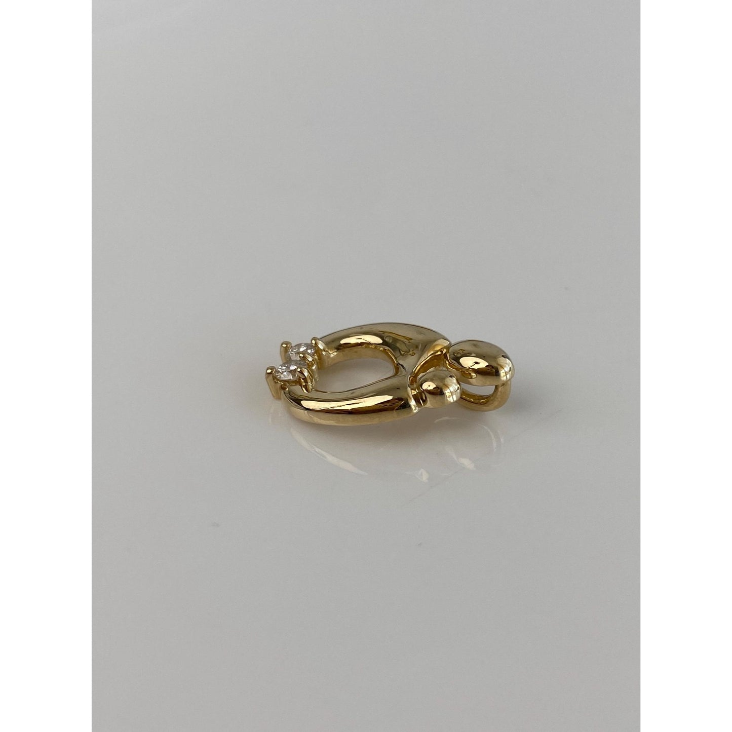 Solid 14k Yellow Gold Diamond Mother & Child Abstract Charm