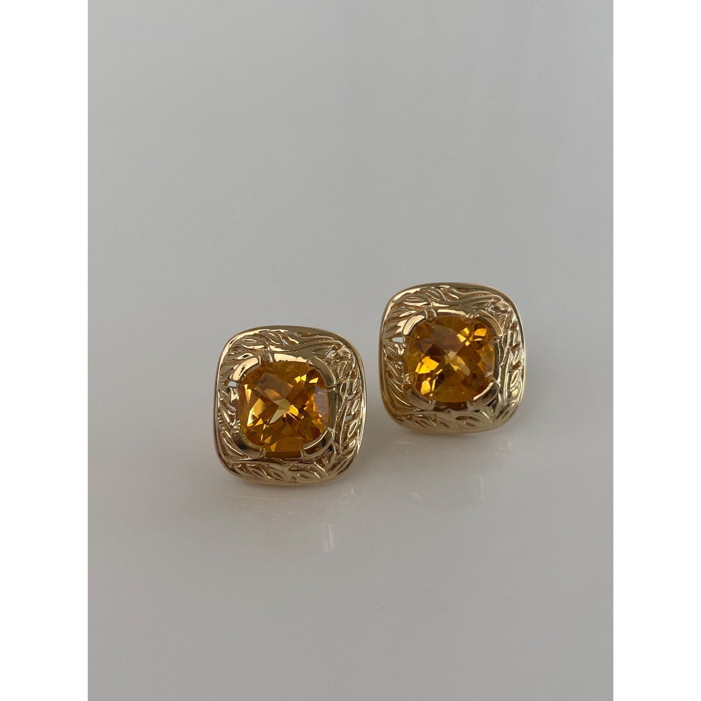 Solid 14k Yellow Gold Citrine Drop Earrings