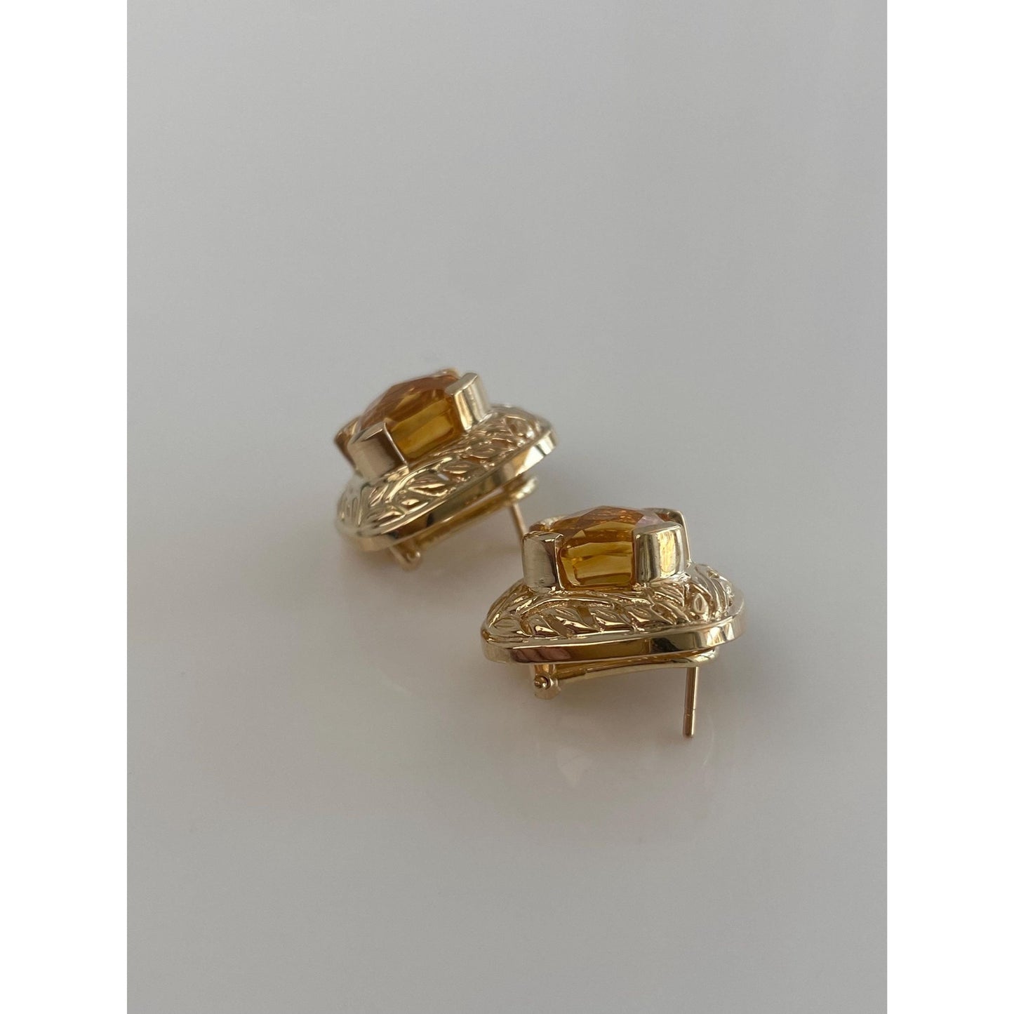 Solid 14k Yellow Gold Citrine Drop Earrings