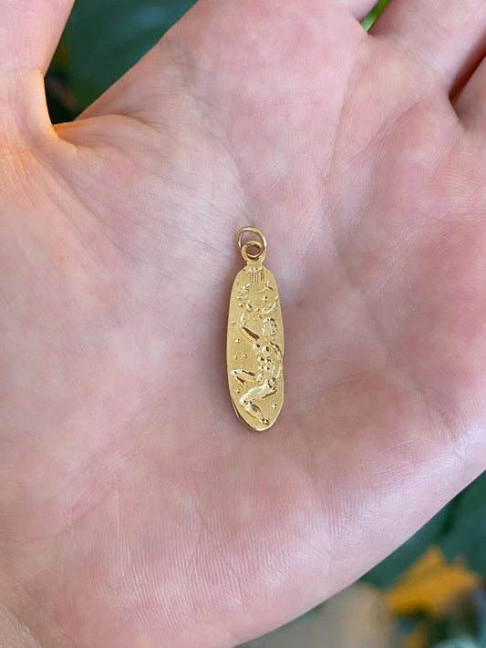 Vintage Solid 14k Yellow Gold Virgo Charm