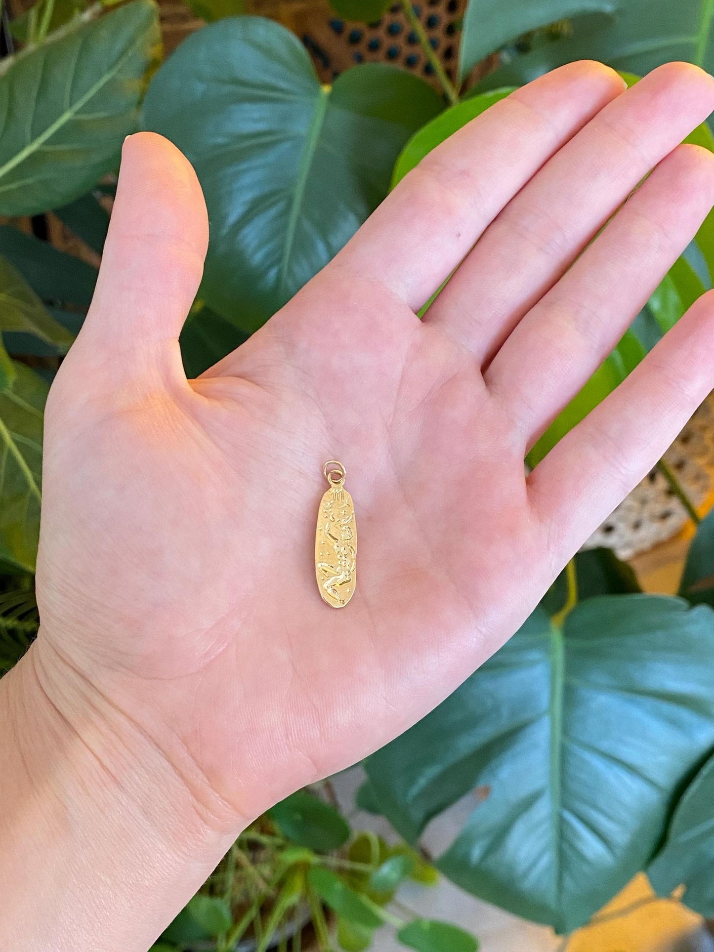 Vintage Solid 14k Yellow Gold Virgo Charm