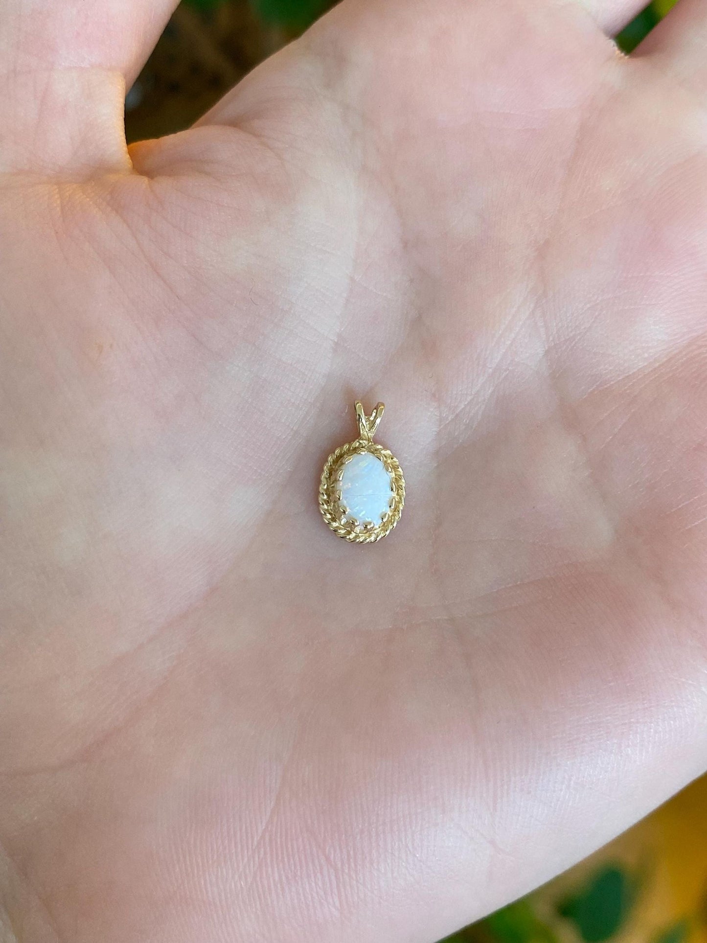 Vintage Solid 14k Yellow Gold Opal Charm