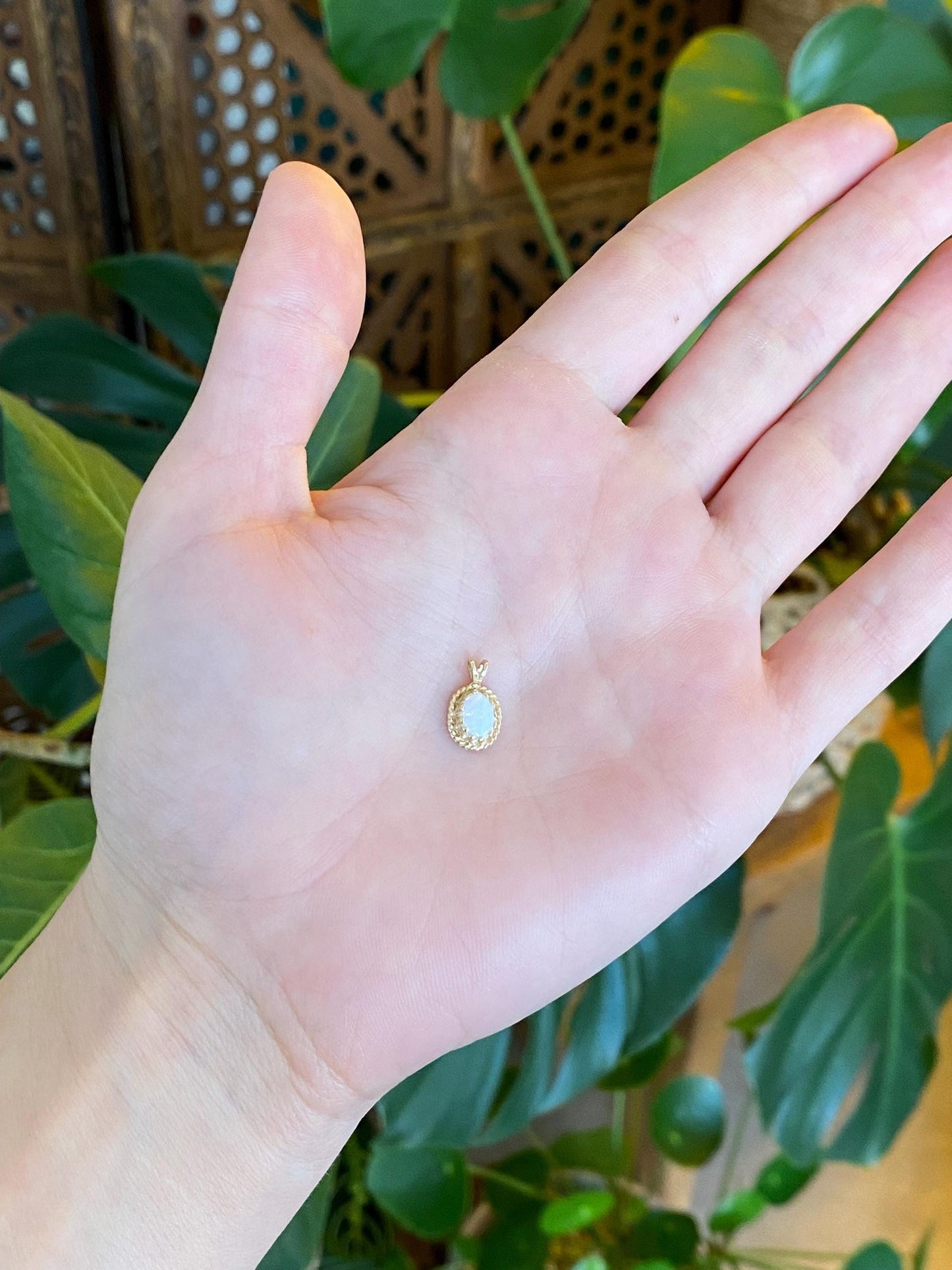 Vintage Solid 14k Yellow Gold Opal Charm