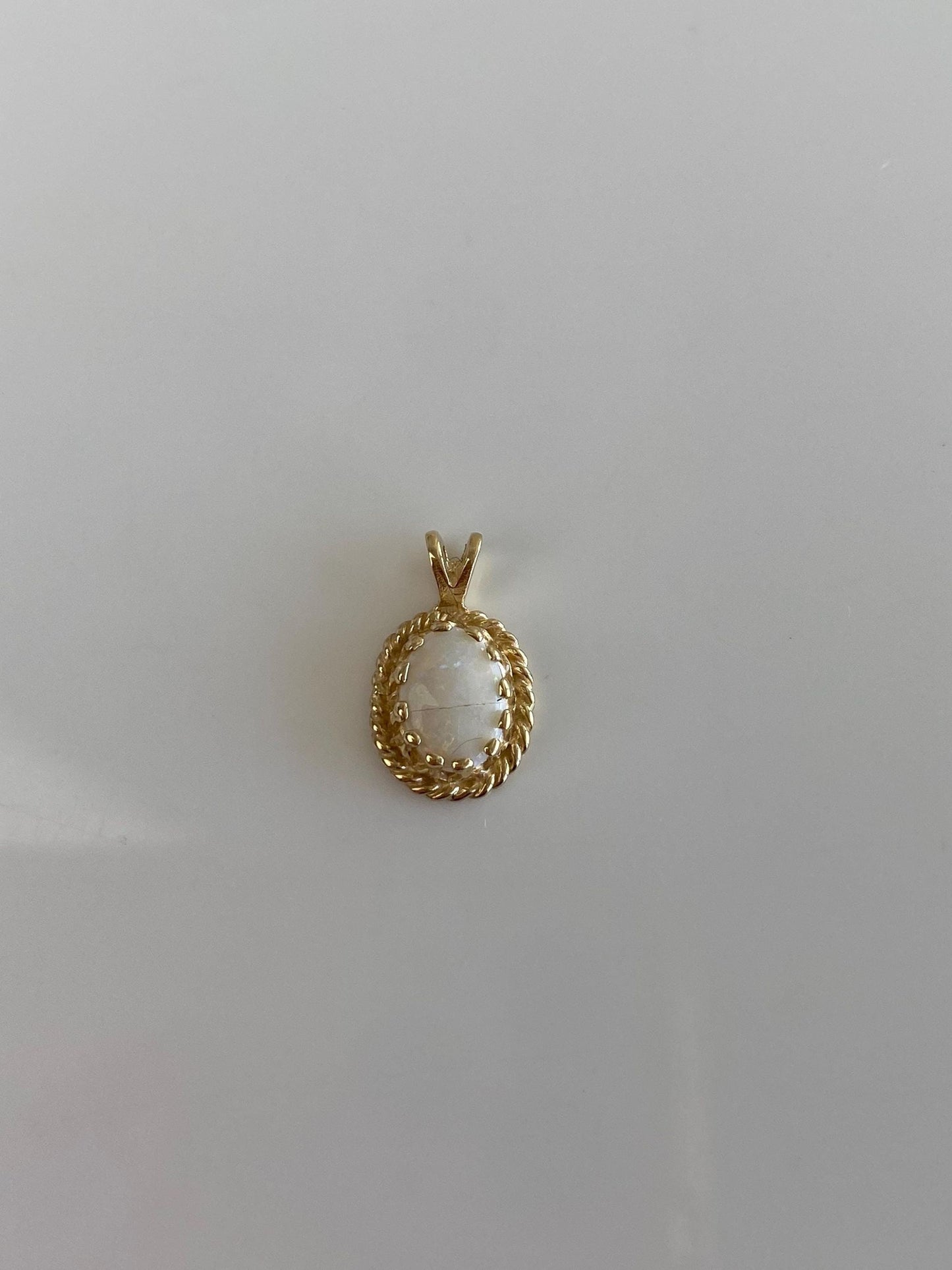 Vintage Solid 14k Yellow Gold Opal Charm