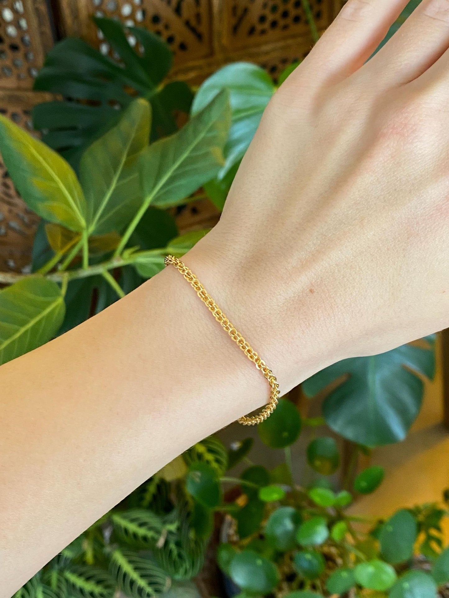 Vintage Solid 10k Yellow Gold Open Weave Chain Bracelet - 7 inches