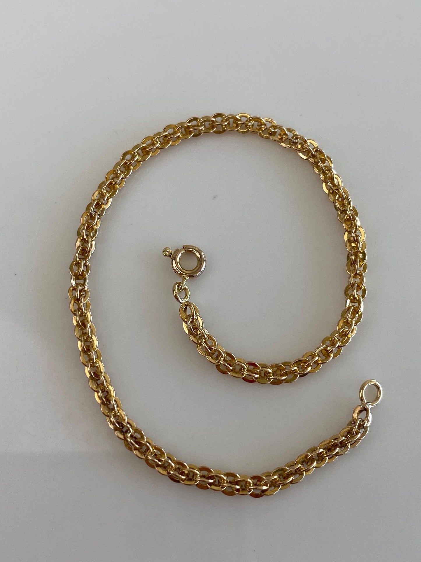 Vintage Solid 10k Yellow Gold Open Weave Chain Bracelet - 7 inches