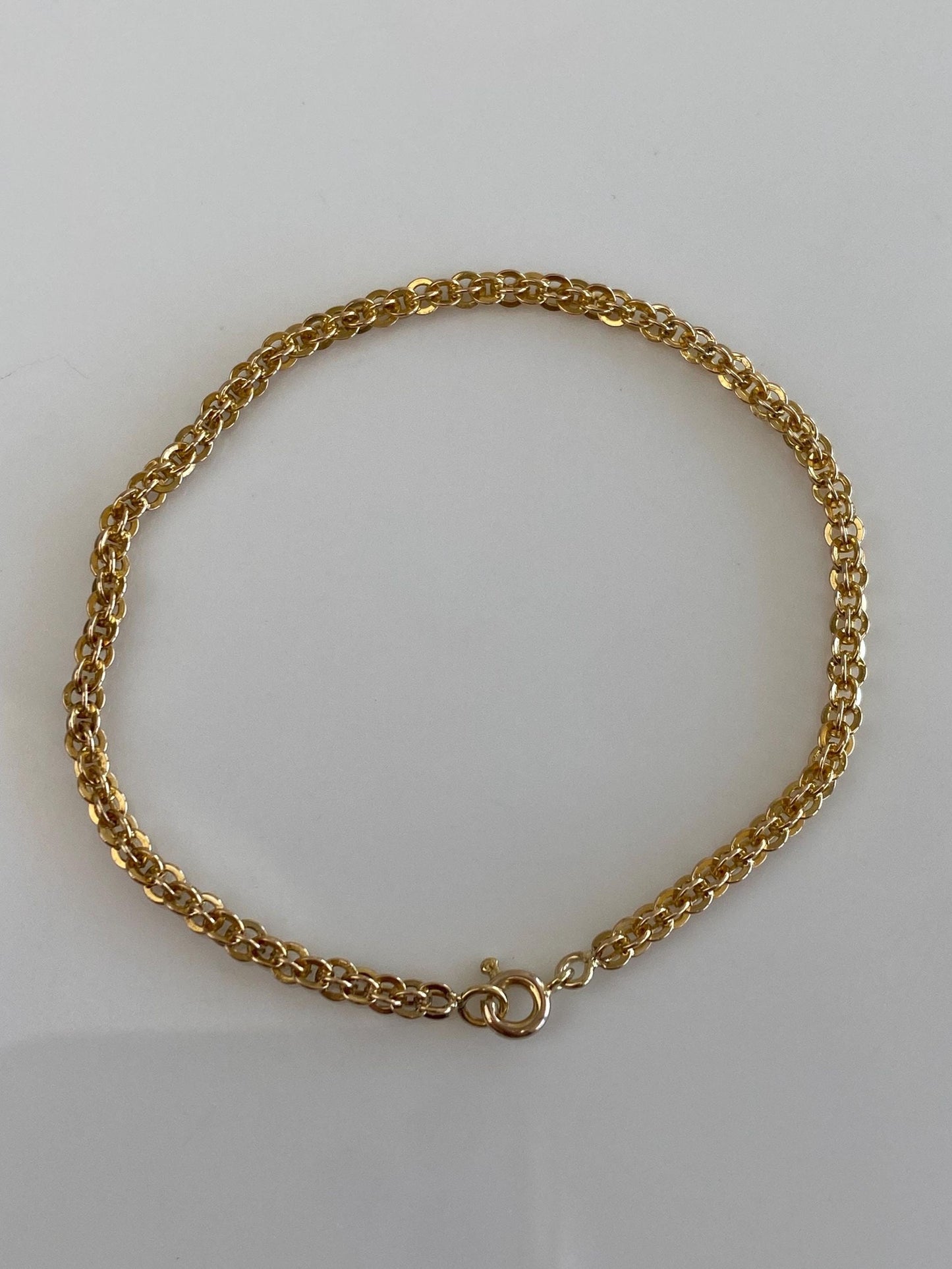 Vintage Solid 10k Yellow Gold Open Weave Chain Bracelet - 7 inches