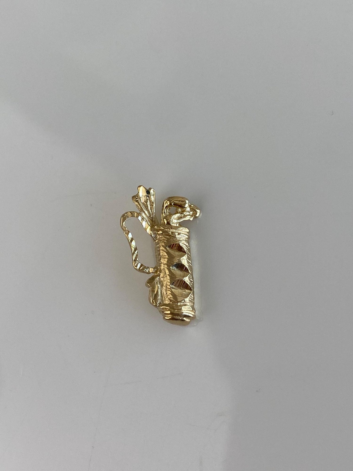 Vintage Solid 14k Yellow Gold Diamond Cut Golf Bag Charm