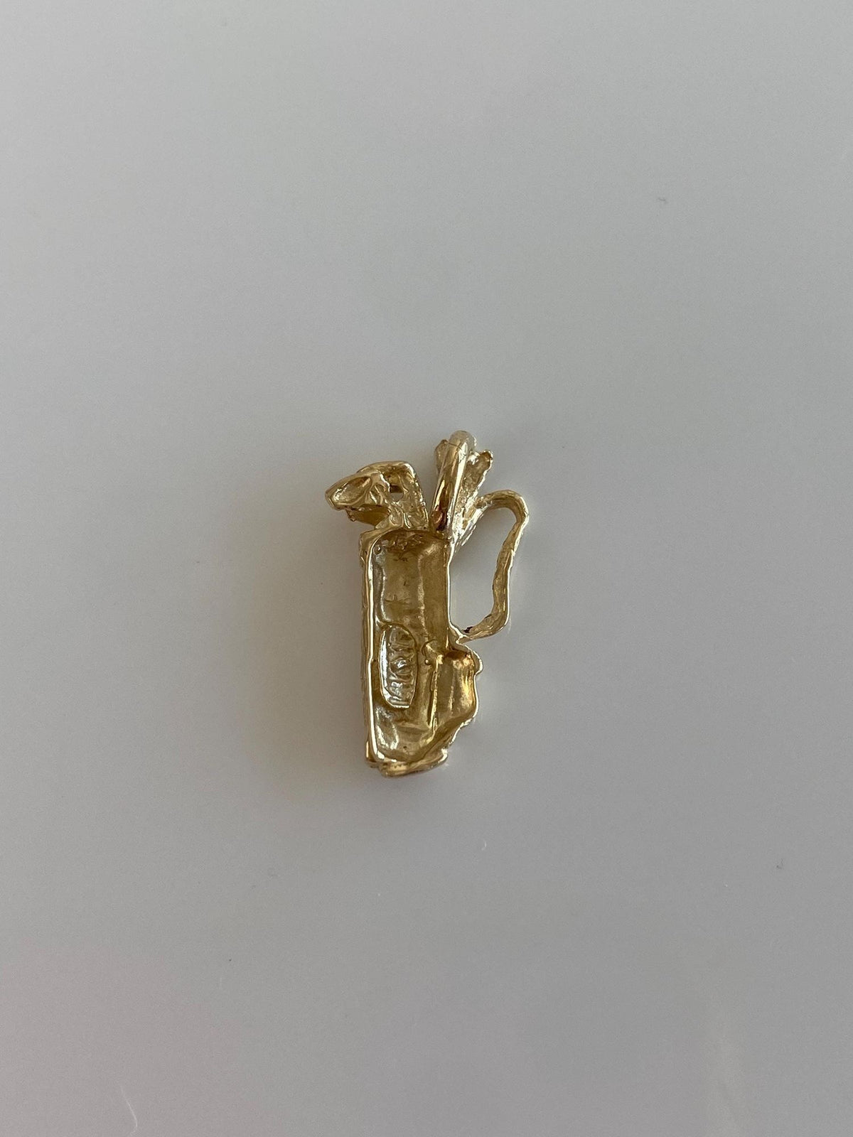 Vintage Solid 14k Yellow Gold Diamond Cut Golf Bag Charm