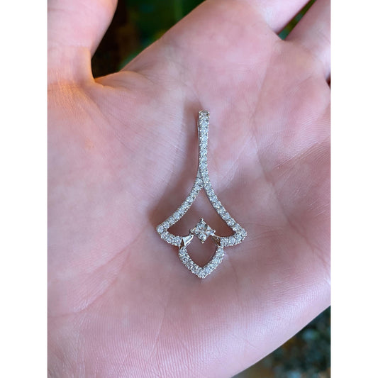 Vintage Solid 14k White Gold Diamond Pendant