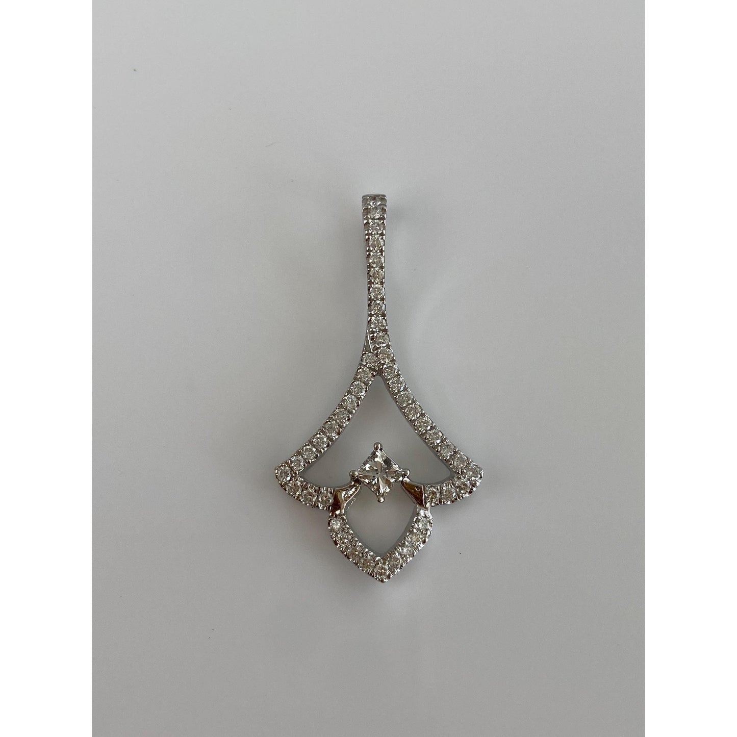 Vintage Solid 14k White Gold Diamond Pendant