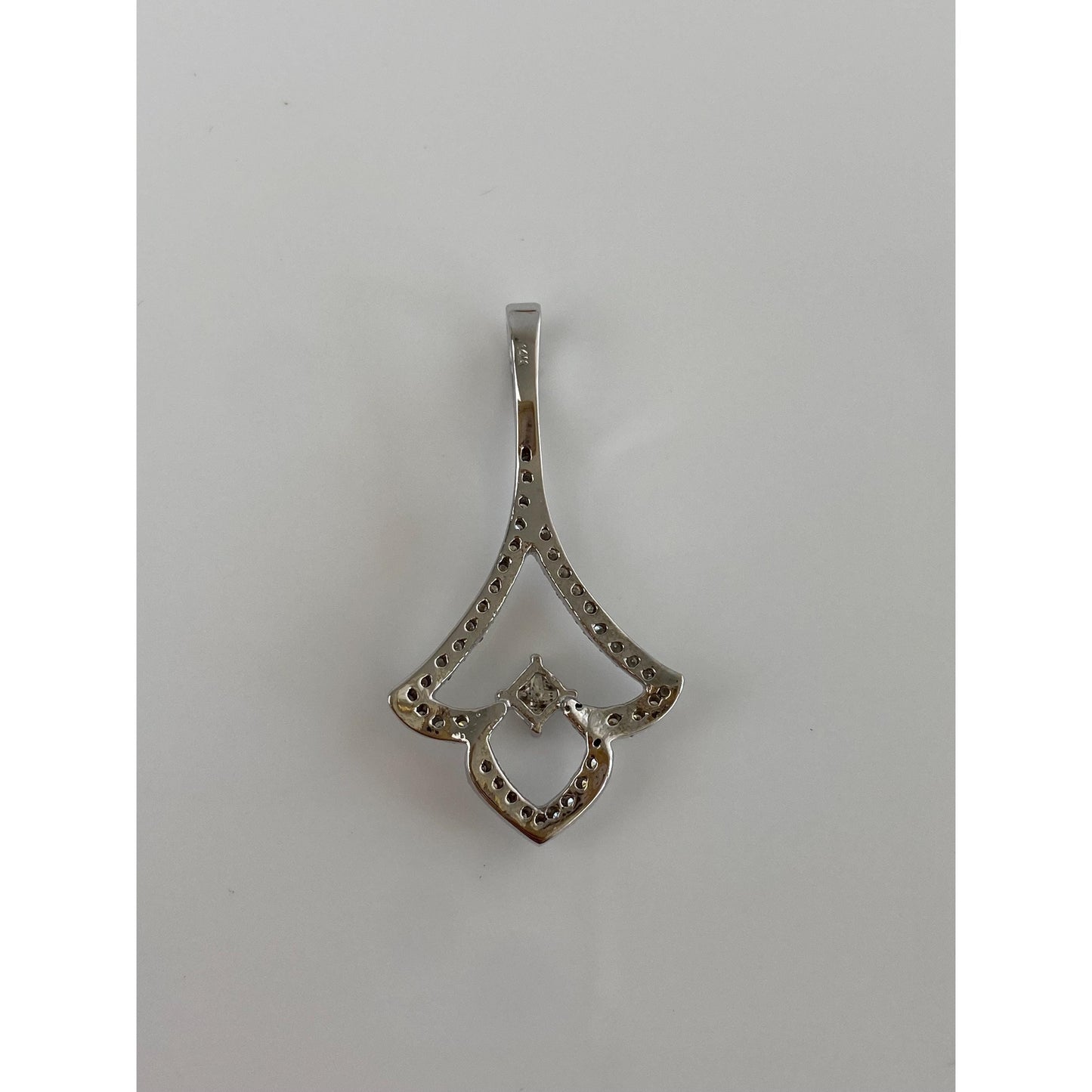 Vintage Solid 14k White Gold Diamond Pendant