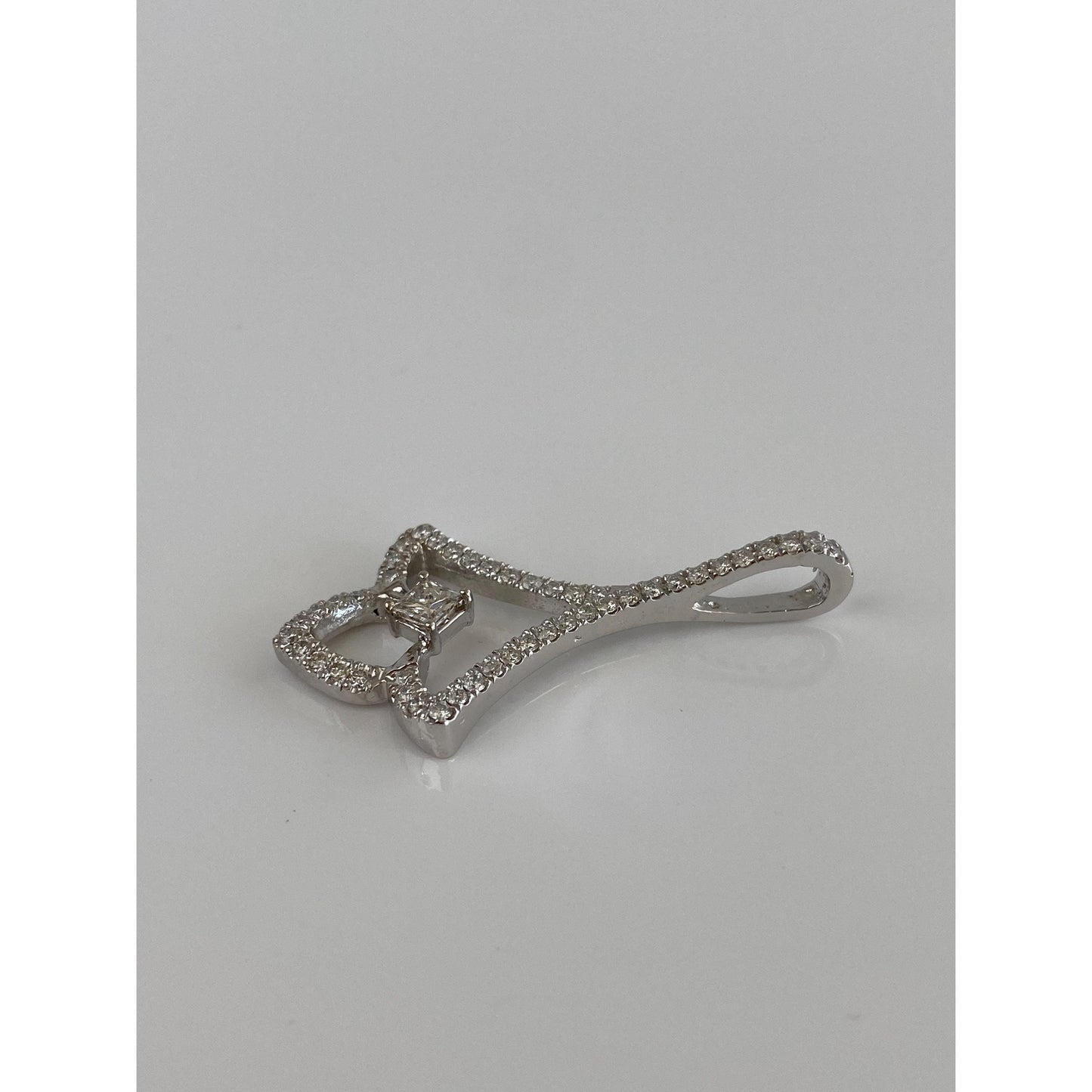 Vintage Solid 14k White Gold Diamond Pendant