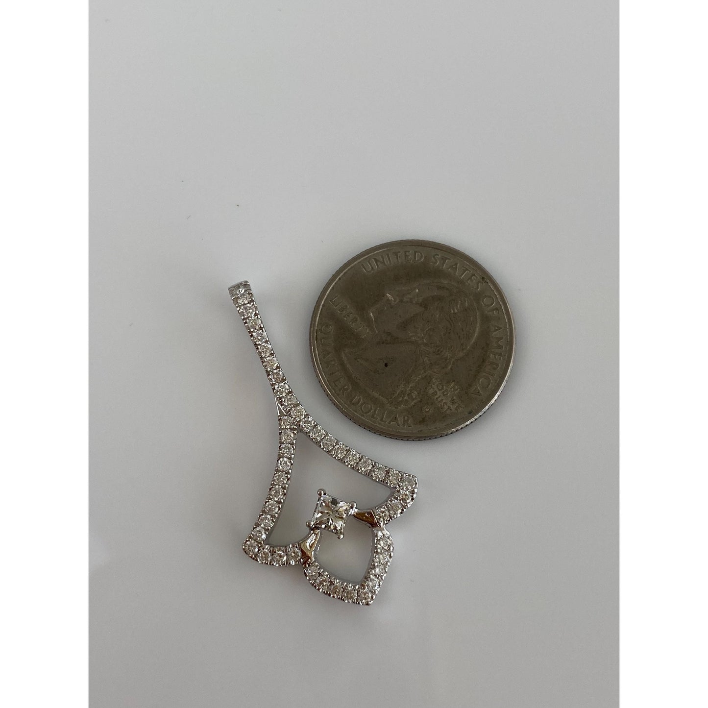 Vintage Solid 14k White Gold Diamond Pendant