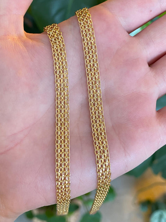 Vintage Solid 14k Yellow Gold Bismark Chain Necklace - 18 inches