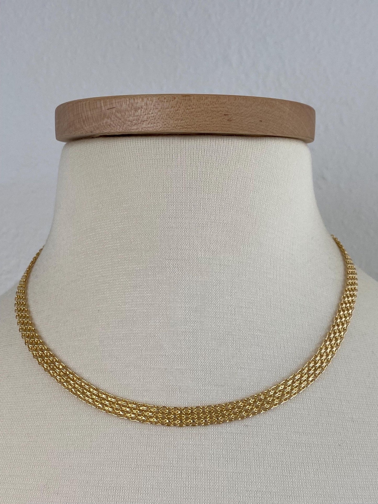 Vintage Solid 14k Yellow Gold Bismark Chain Necklace - 18 inches