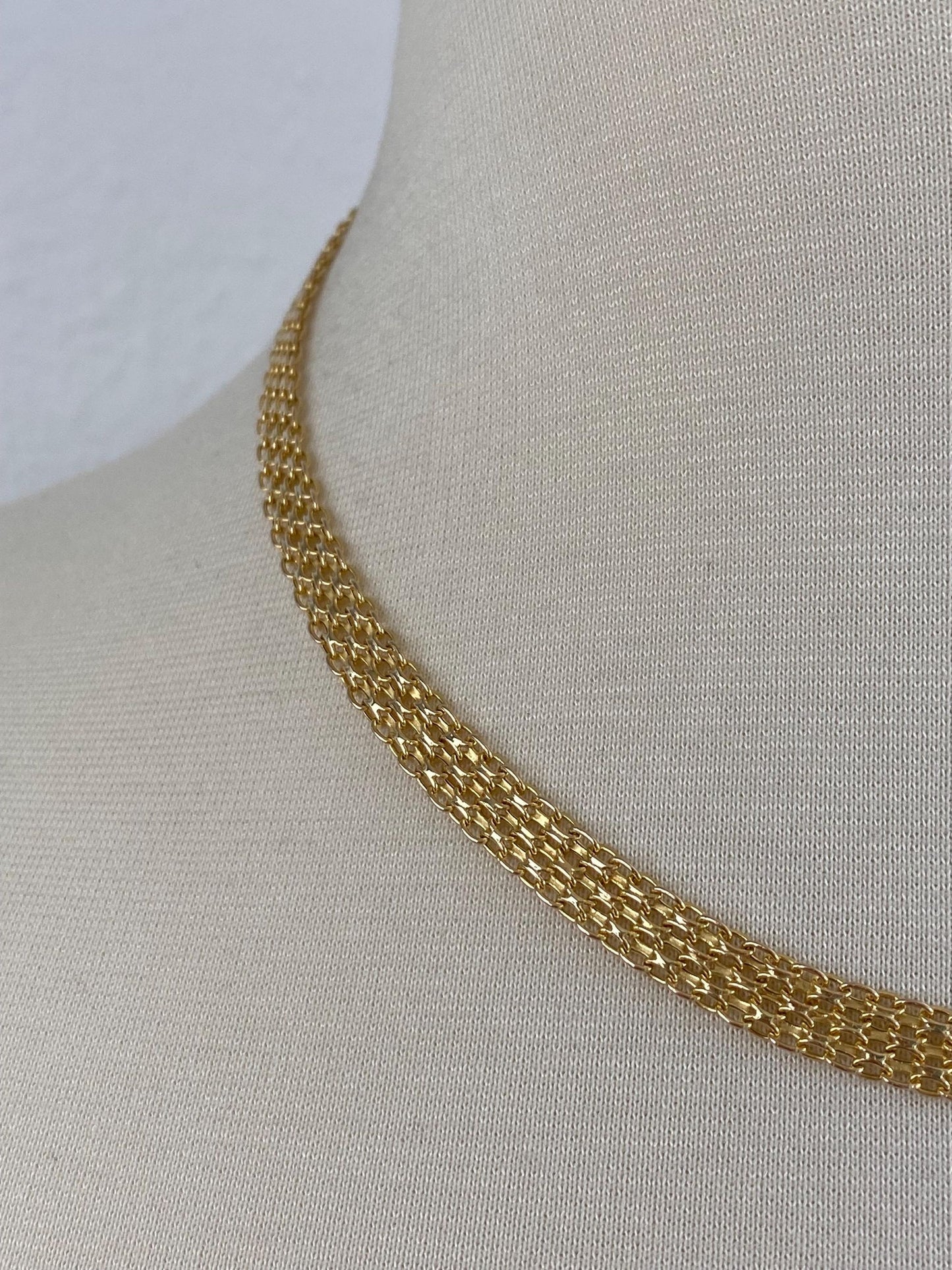 Vintage Solid 14k Yellow Gold Bismark Chain Necklace - 18 inches