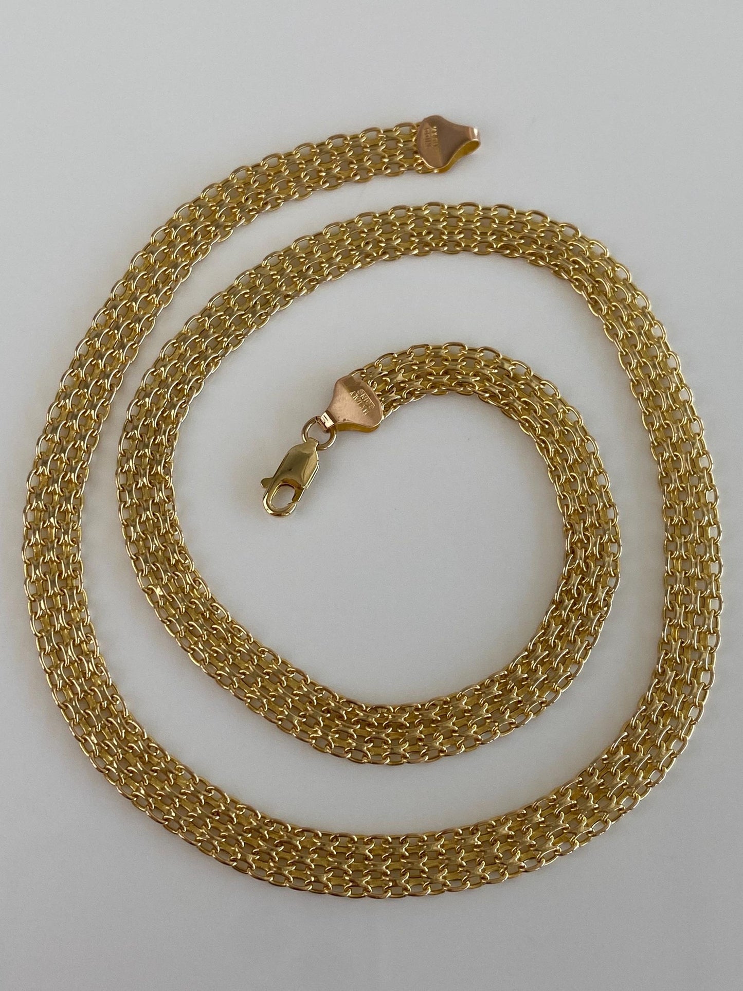 Vintage Solid 14k Yellow Gold Bismark Chain Necklace - 18 inches