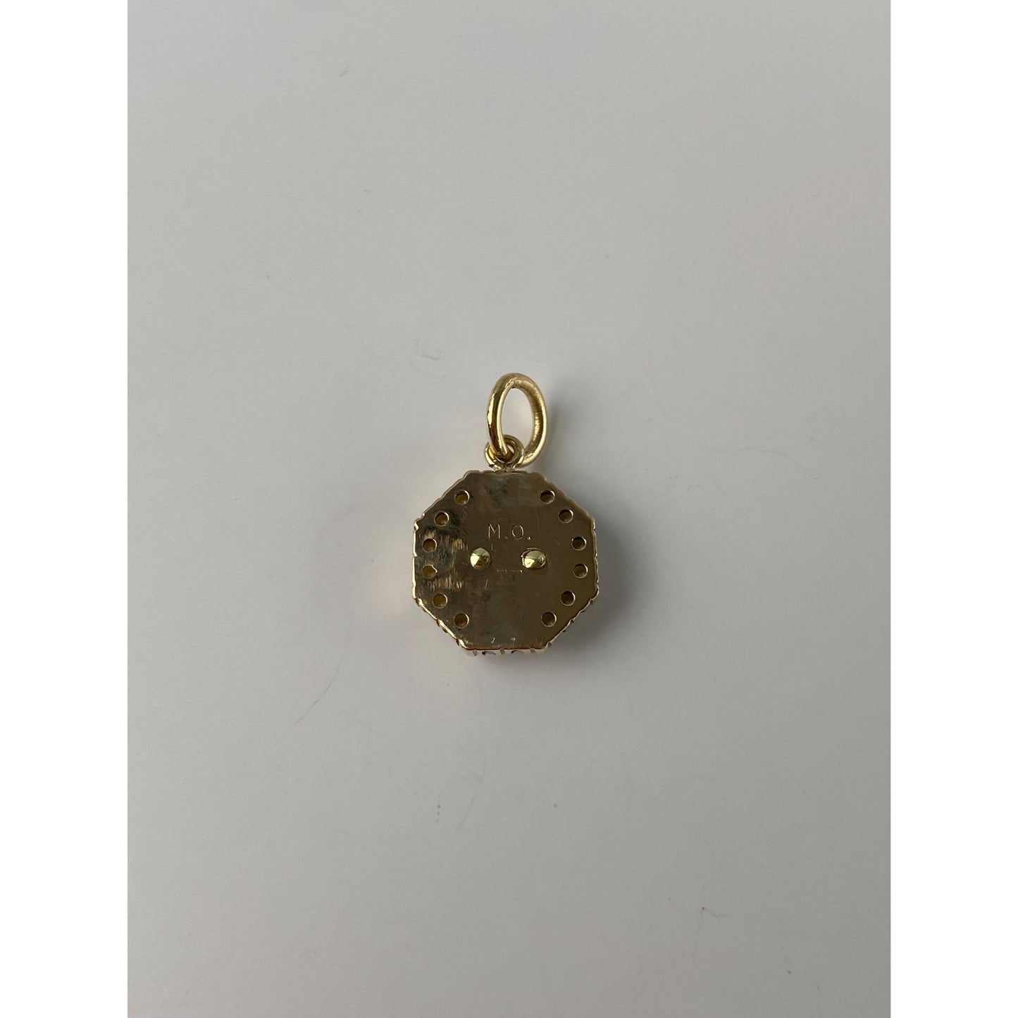 Vintage Solid 10k Yellow Gold Black Enamel Seed Pearl Halo Fraternity Charm