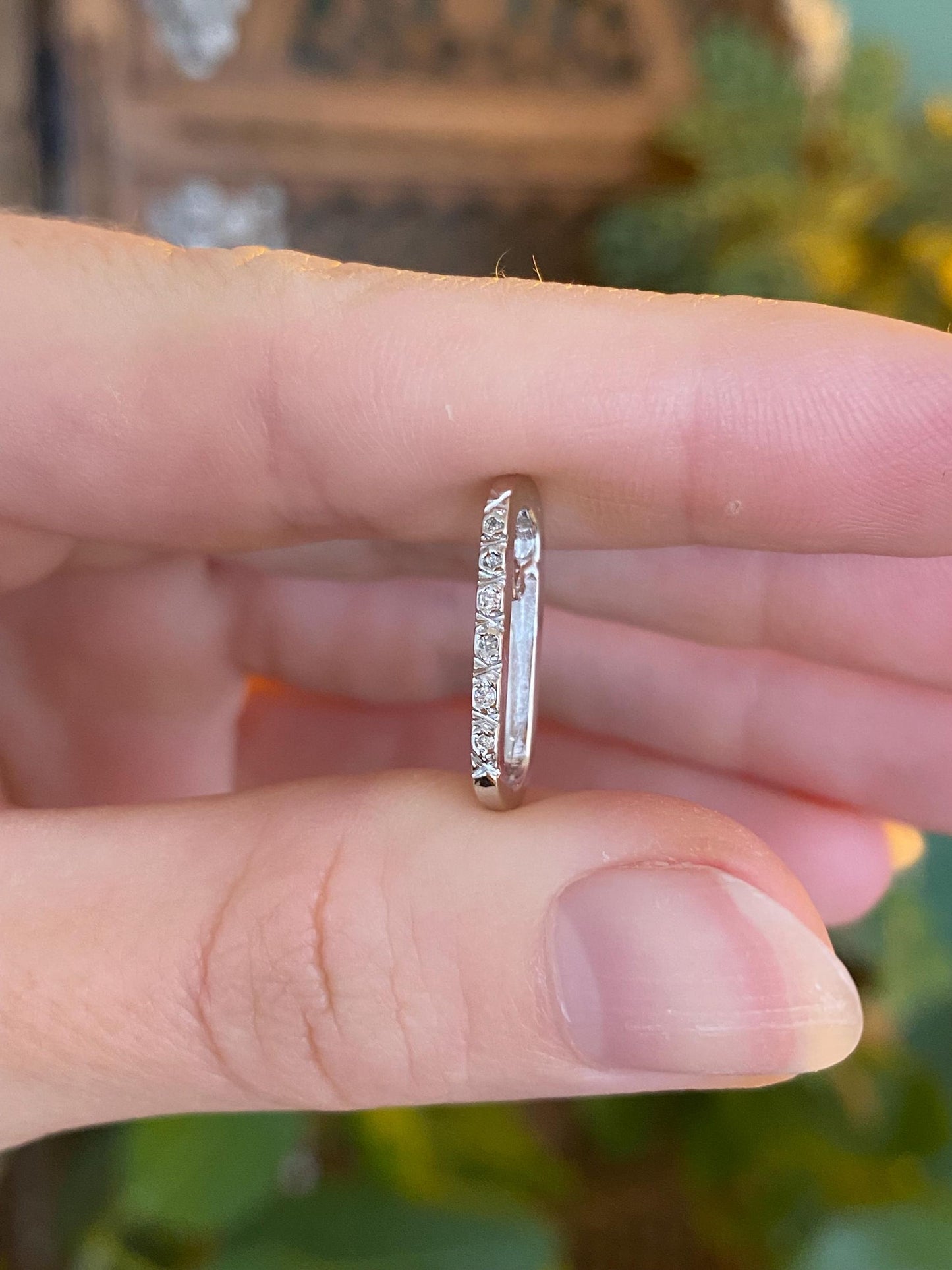 Vintage Solid 14k White Gold Diamond Charm