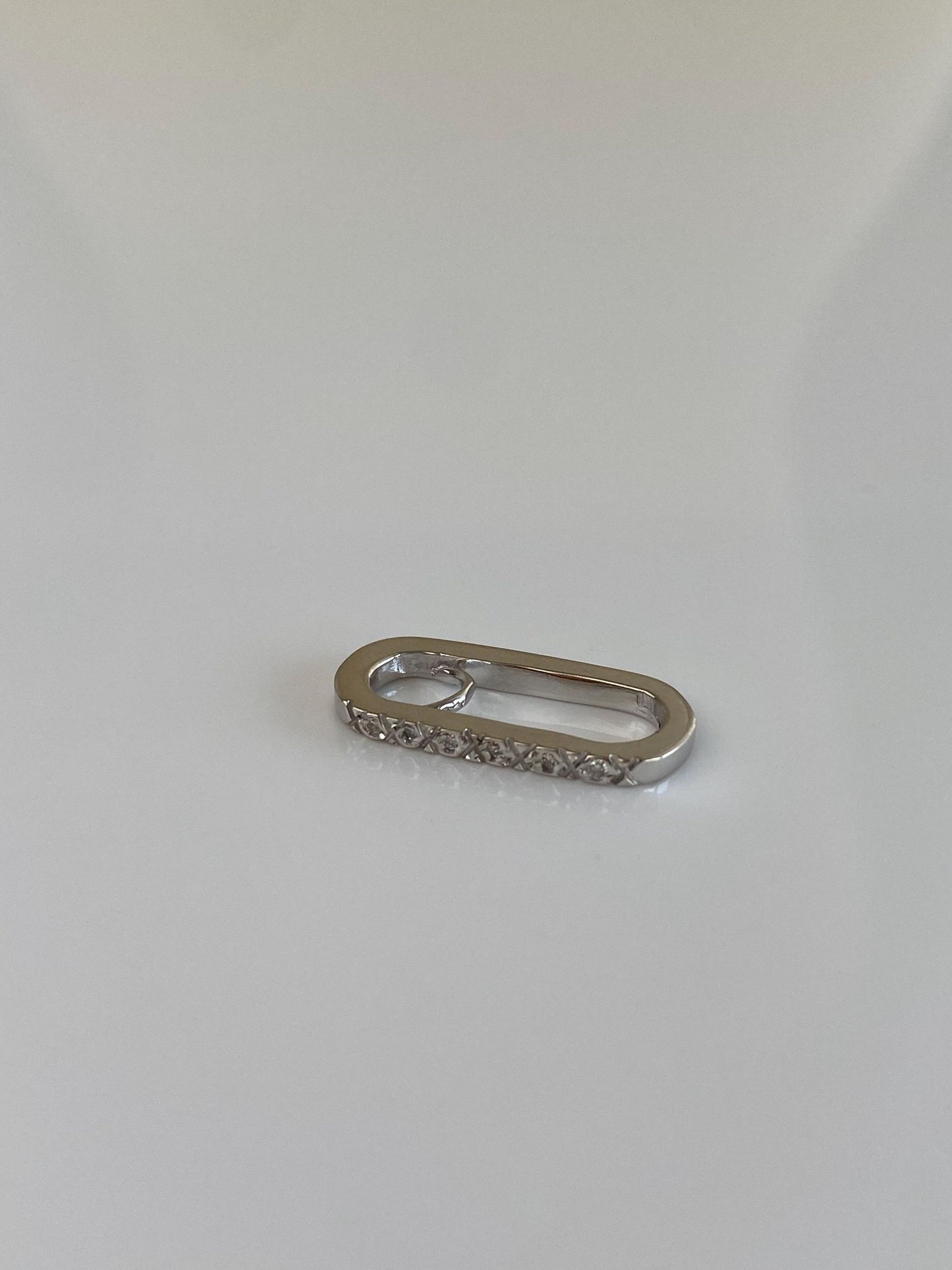 Vintage Solid 14k White Gold Diamond Charm