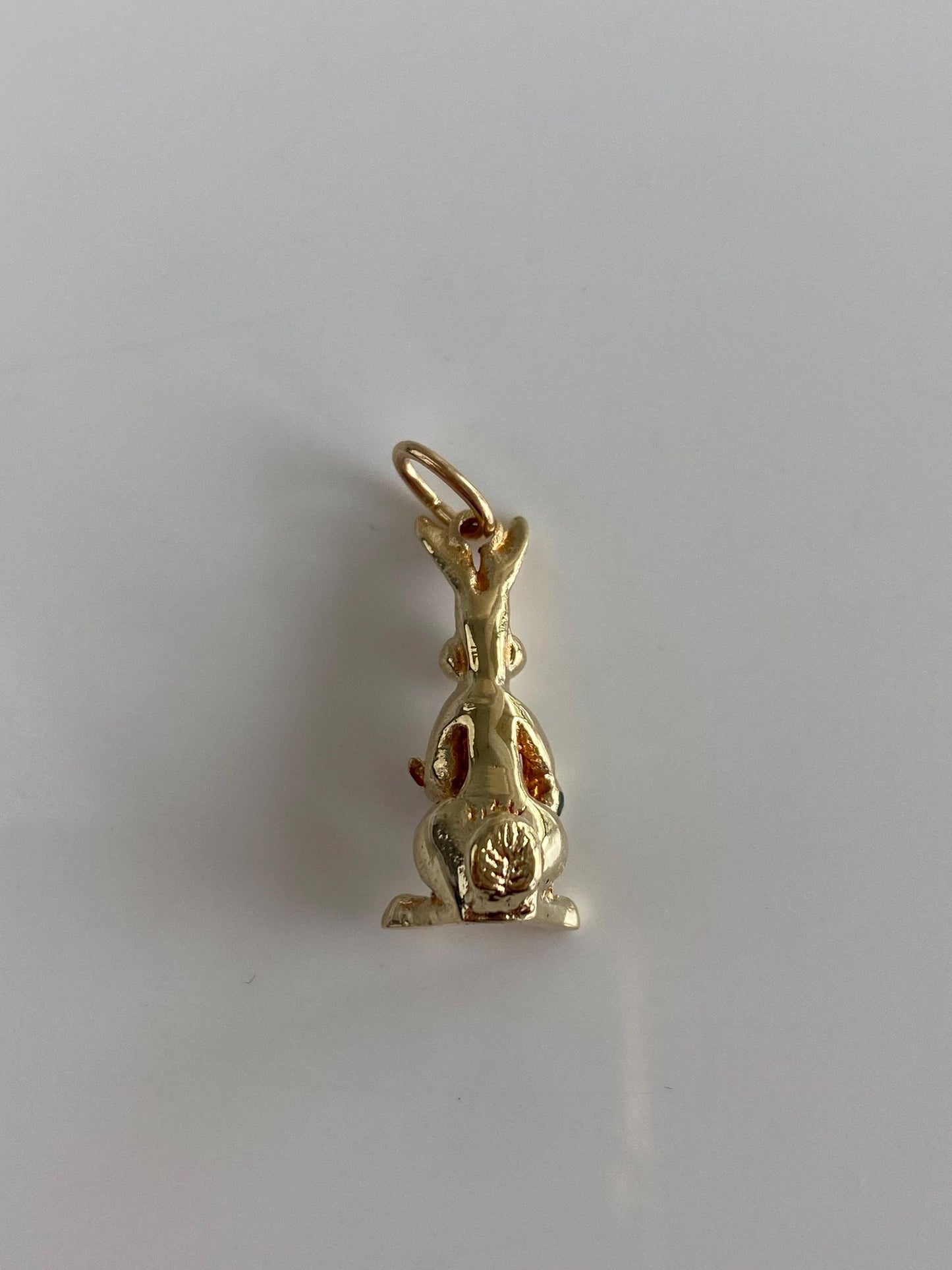 Vintage Solid 14k Yellow Gold Enamel Bugs Bunny Rabbit Charm