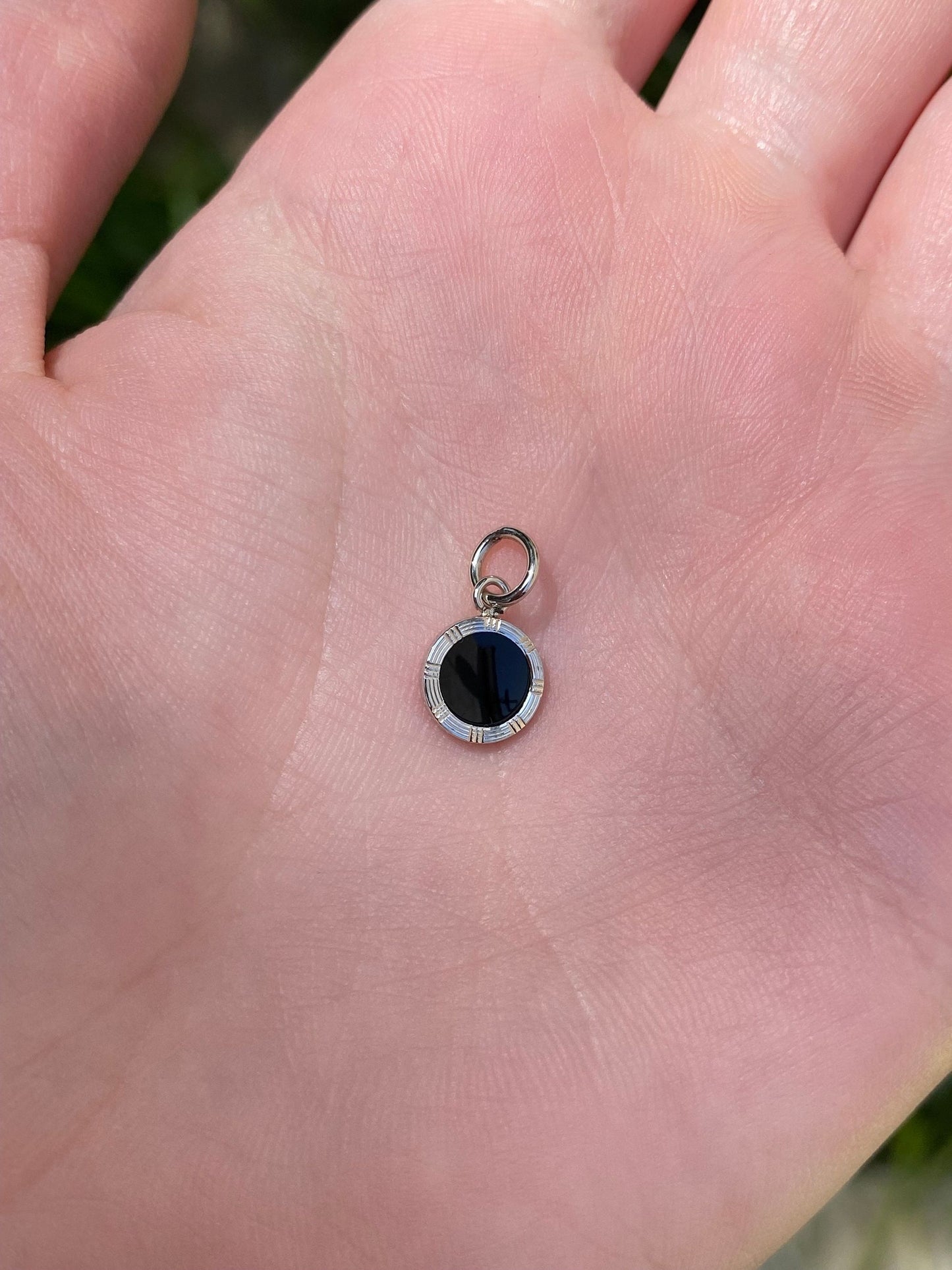 Vintage Solid 10k Yellow Gold & Platinum Onyx Tie Tack Conversion Charm