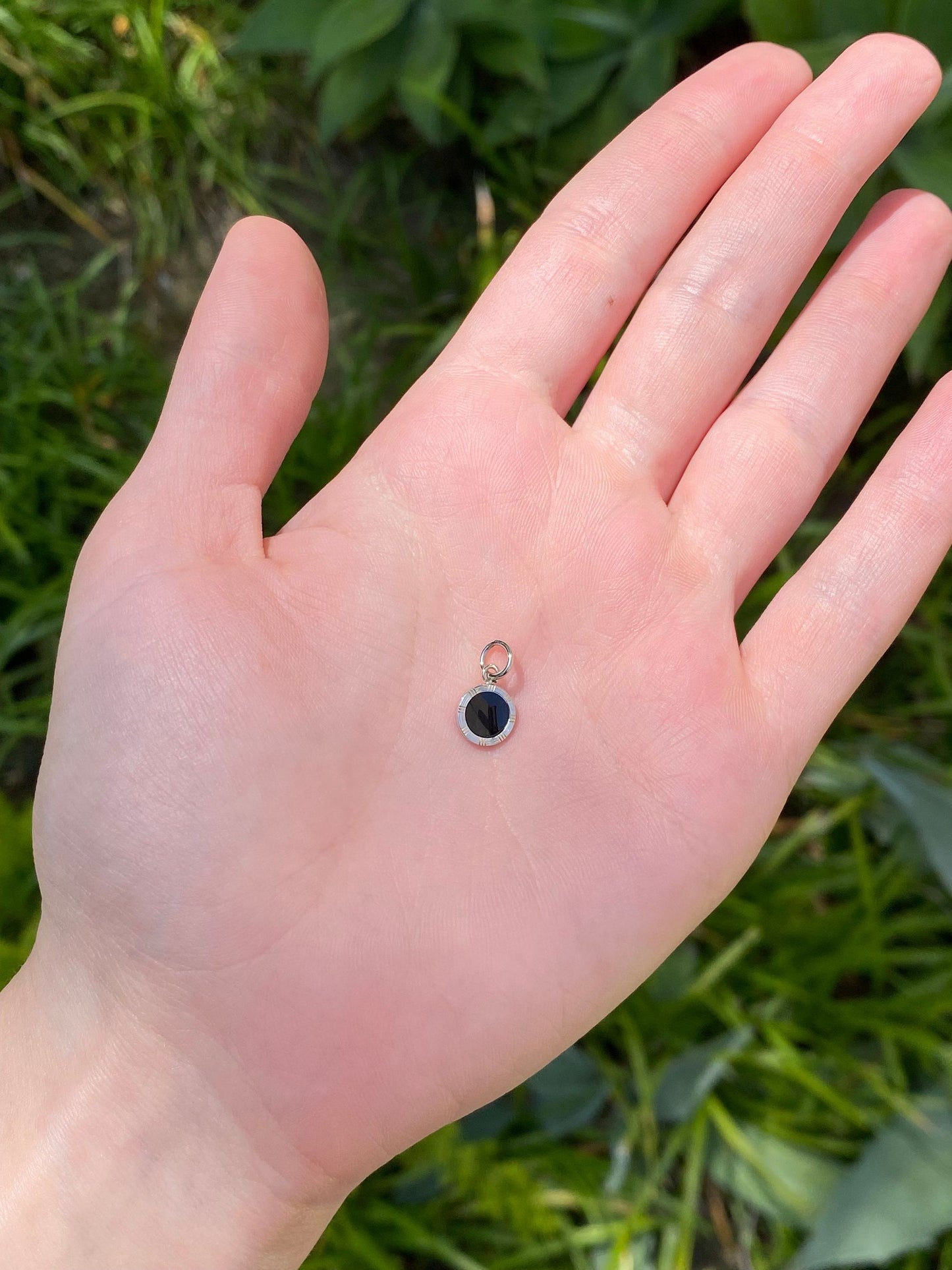 Vintage Solid 10k Yellow Gold & Platinum Onyx Tie Tack Conversion Charm