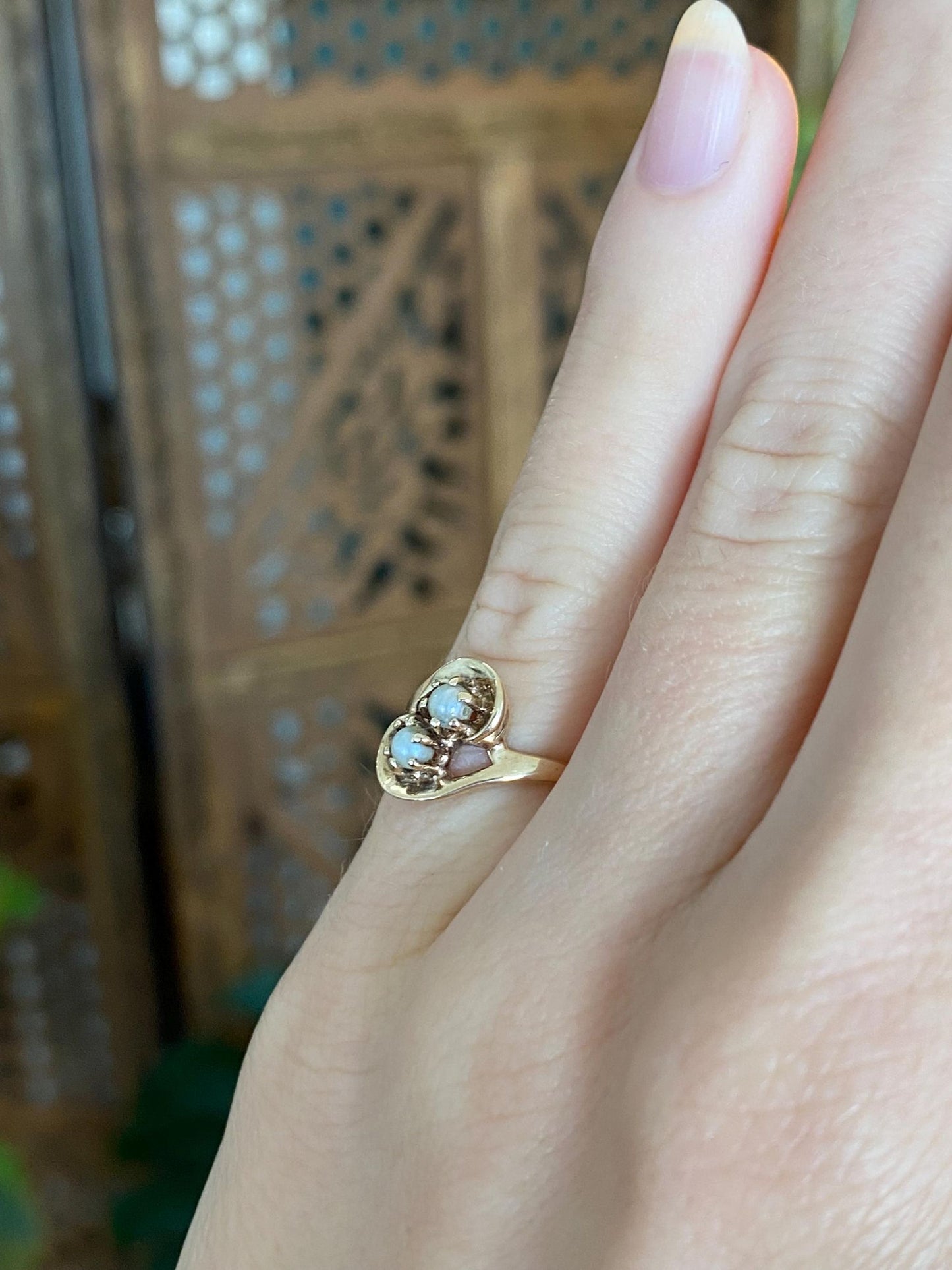 Vintage Solid 10k Yellow Gold Pearls Twist Ring - Size 3.25
