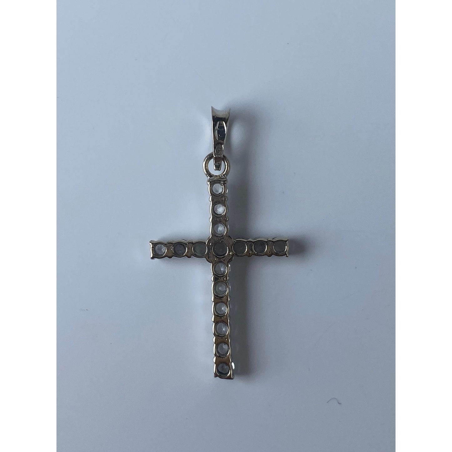 Vintage Solid 18k White Gold Quartz Cross Charm