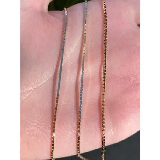 Vintage Solid 14k Yellow Gold Box Chain Necklace - 23.5 inches