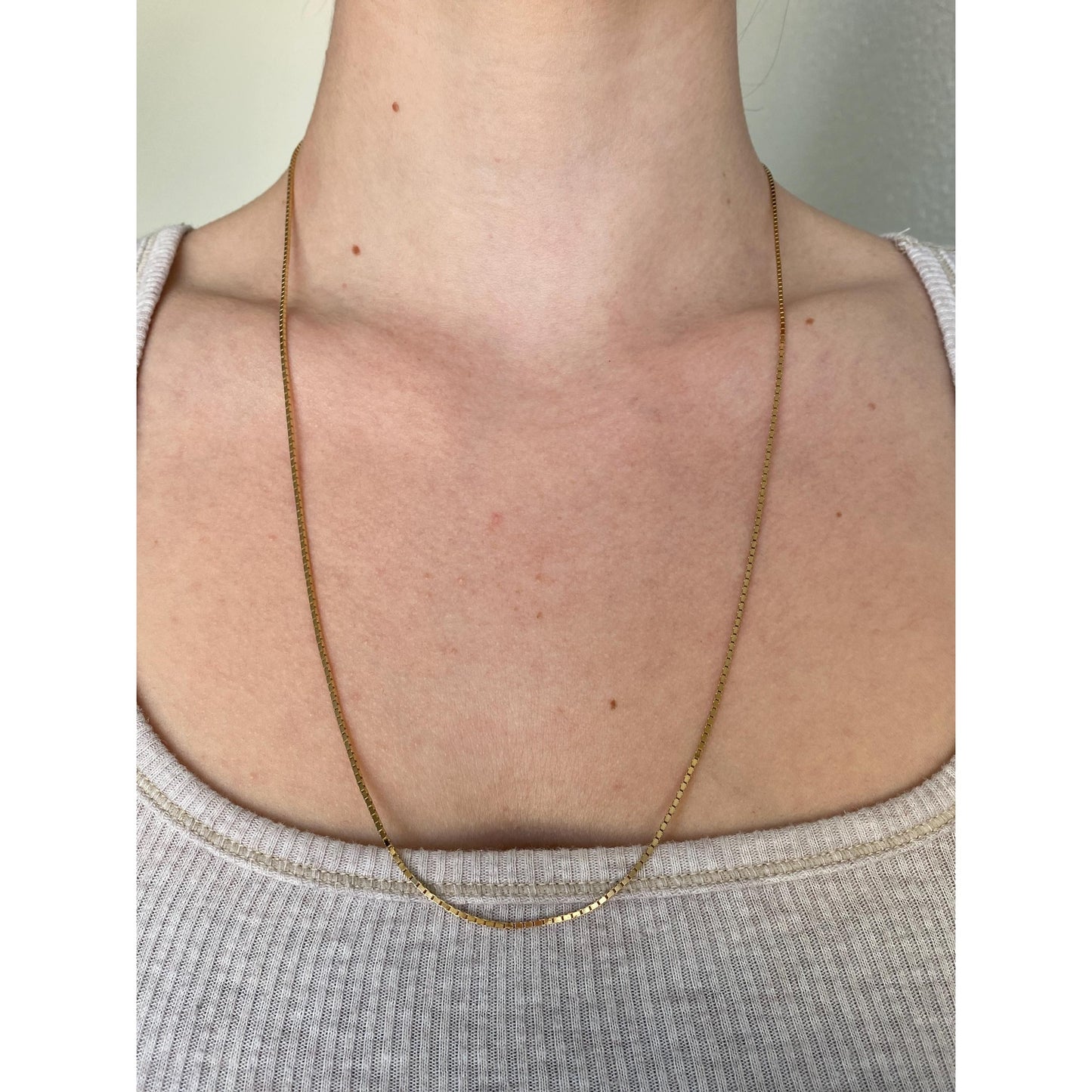 Vintage Solid 14k Yellow Gold Box Chain Necklace - 23.5 inches