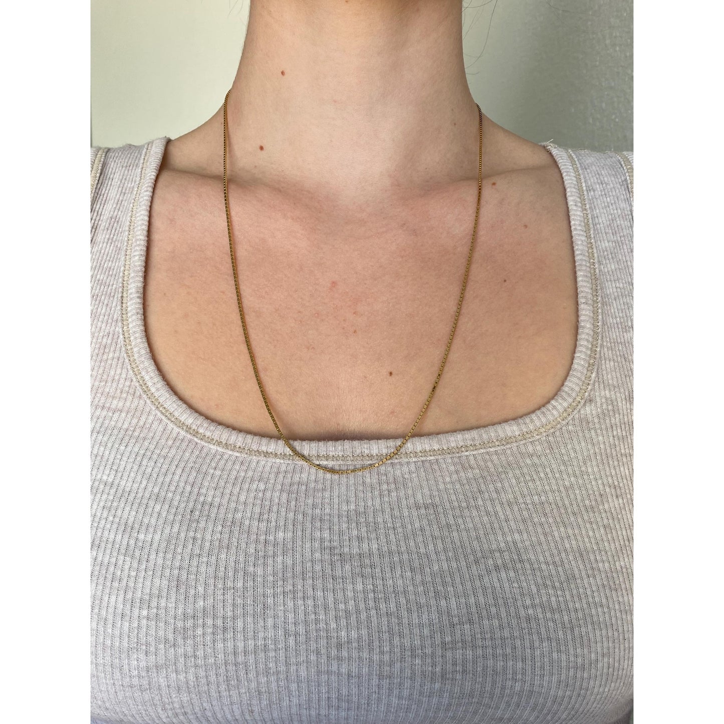 Vintage Solid 14k Yellow Gold Box Chain Necklace - 23.5 inches
