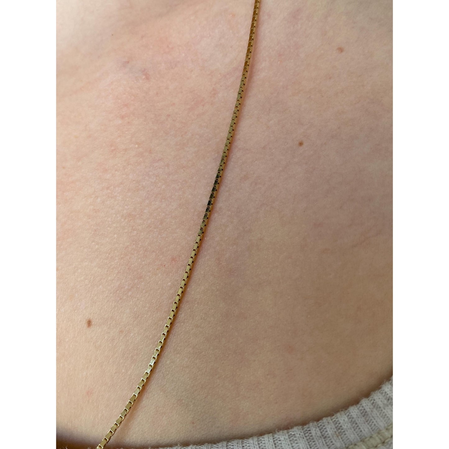 Vintage Solid 14k Yellow Gold Box Chain Necklace - 23.5 inches