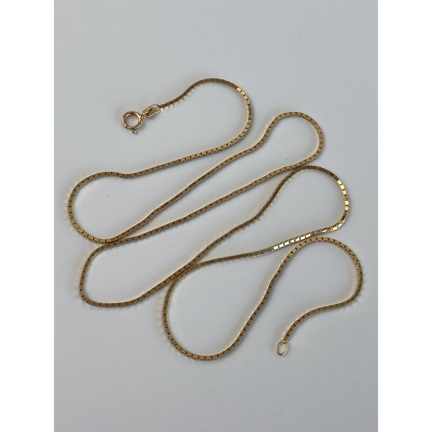 Vintage Solid 14k Yellow Gold Box Chain Necklace - 23.5 inches
