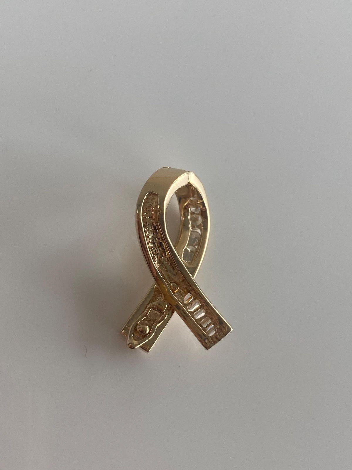 Solid 14k Yellow Gold Baguette & Round Diamond Twist Charm