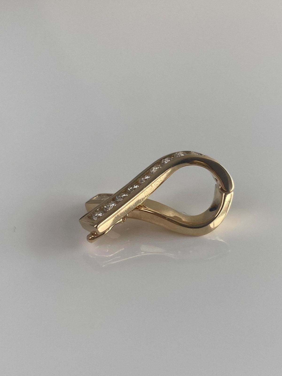 Solid 14k Yellow Gold Baguette & Round Diamond Twist Charm