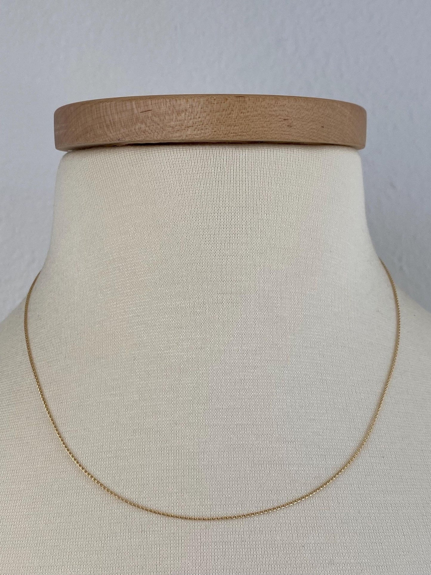 Solid 14k Yellow Gold Slim Dainty Spiga Chain Necklace - 18 inches