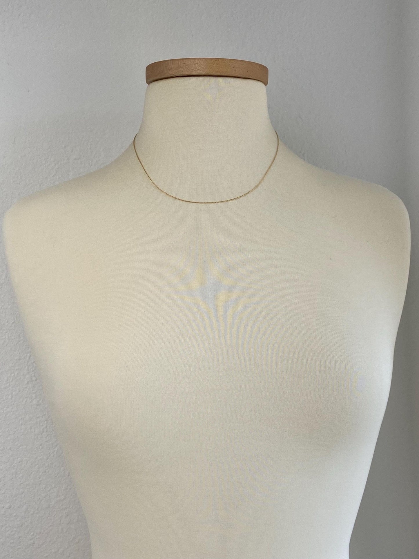 Solid 14k Yellow Gold Slim Dainty Spiga Chain Necklace - 18 inches