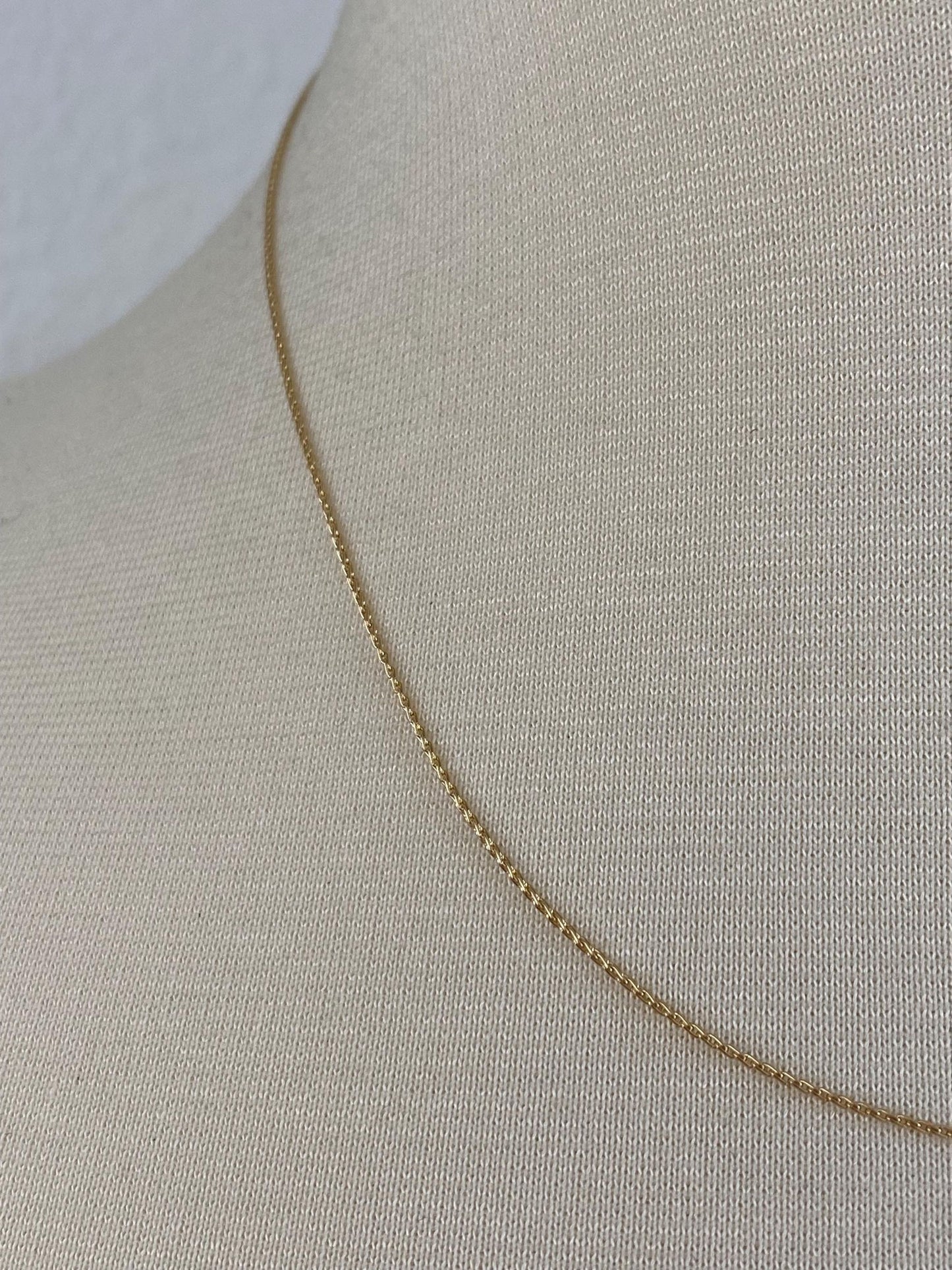 Solid 14k Yellow Gold Slim Dainty Spiga Chain Necklace - 18 inches