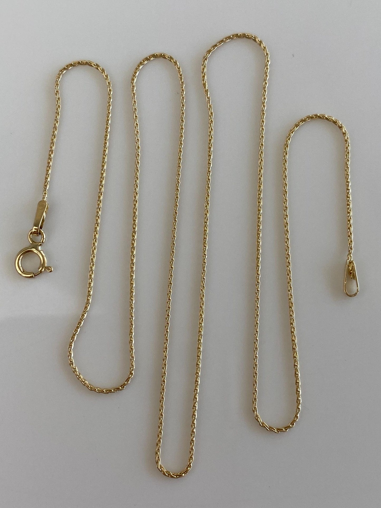 Solid 14k Yellow Gold Slim Dainty Spiga Chain Necklace - 18 inches