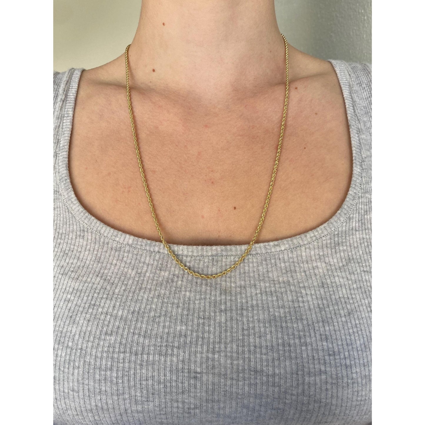 Vintage Solid 14k Yellow Gold Rope Chain Necklace - 24 inches