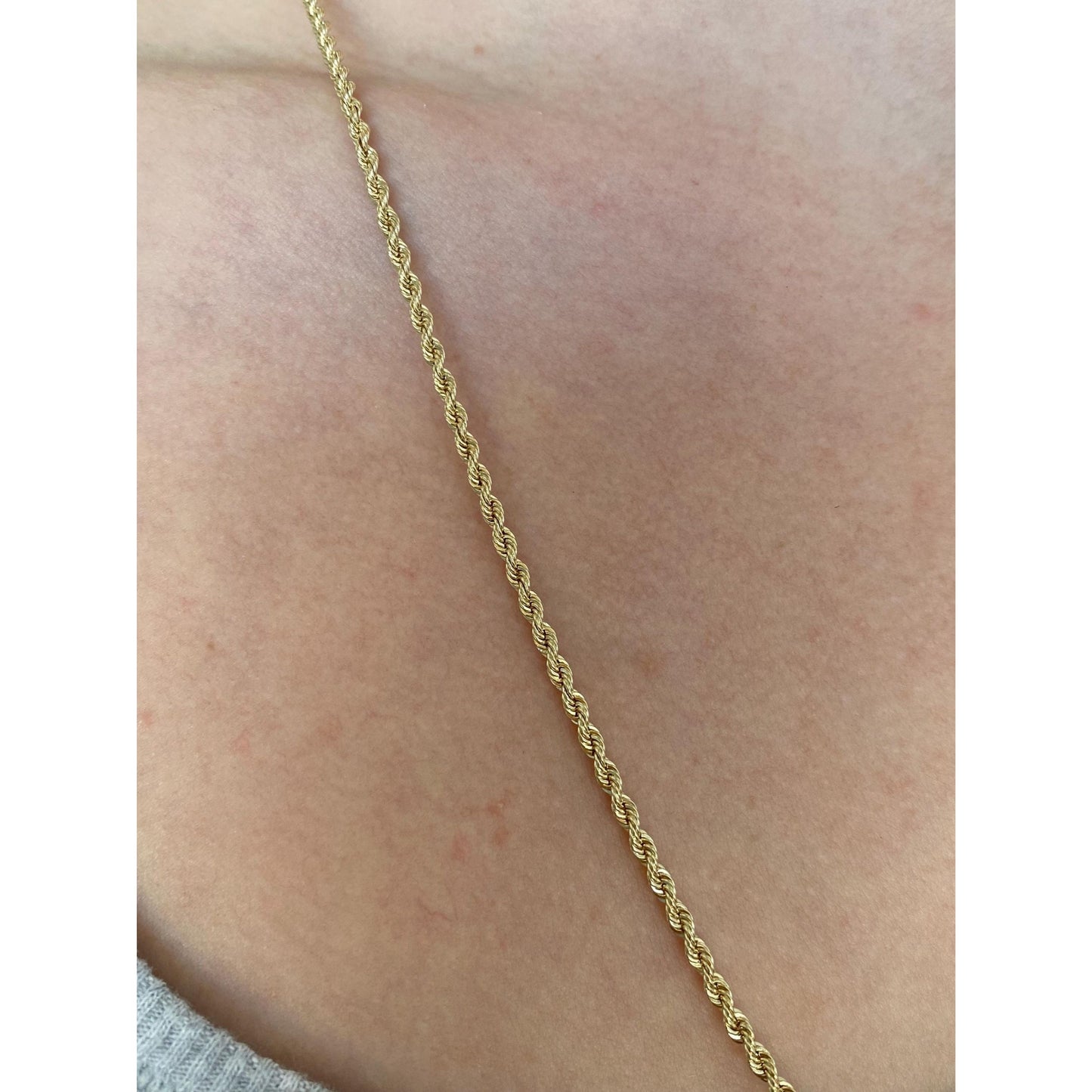 Vintage Solid 14k Yellow Gold Rope Chain Necklace - 24 inches